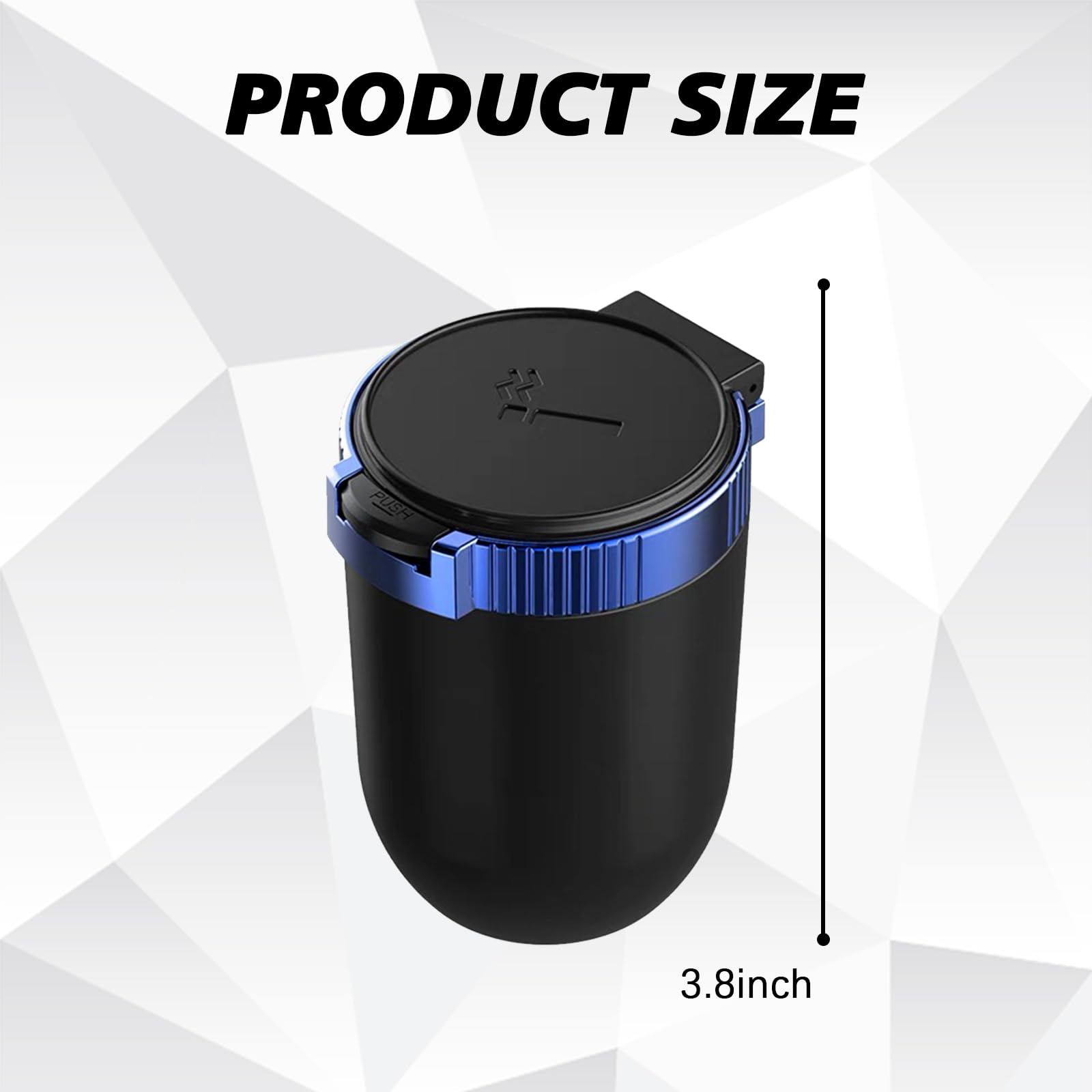 Smell Proof Car Ashtray with Lid - Portable Mini Car Trash Can with LED Blue Light, Removable Stainless Steel Cup Holder, Universal Car Interior Accessories (Blue) for Smoke-Free Driving Experience