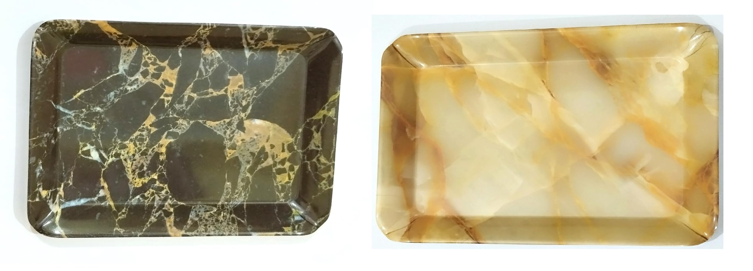 Marble Look Small Tray Set of 2 - Elegant Serving Tray for Snacks, Tea, Coffee & Biscuits - 8 Inch Decorative Serving Platter for Parties, Dining & Home Decor