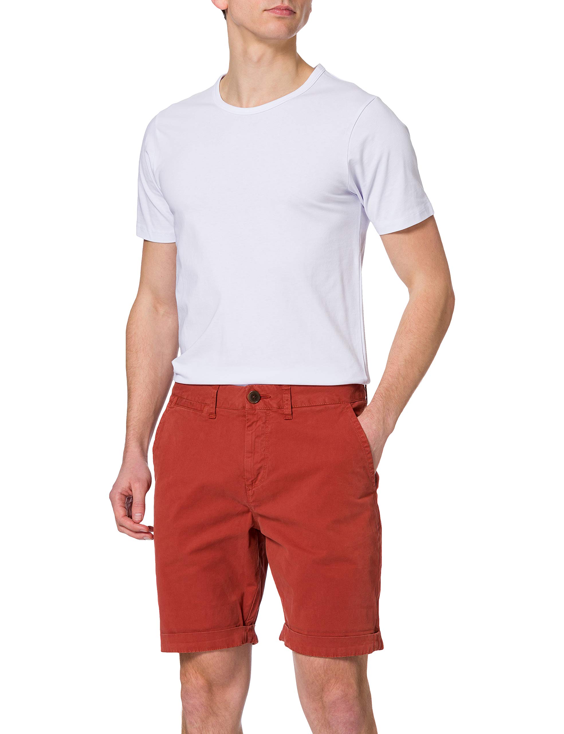 Superdry Men's International Chino Shorts - Tapered Fit with Thigh Room - Burnt Orange Size 34 | Casual Summer Wear, Beach Outings & Outdoor Activities