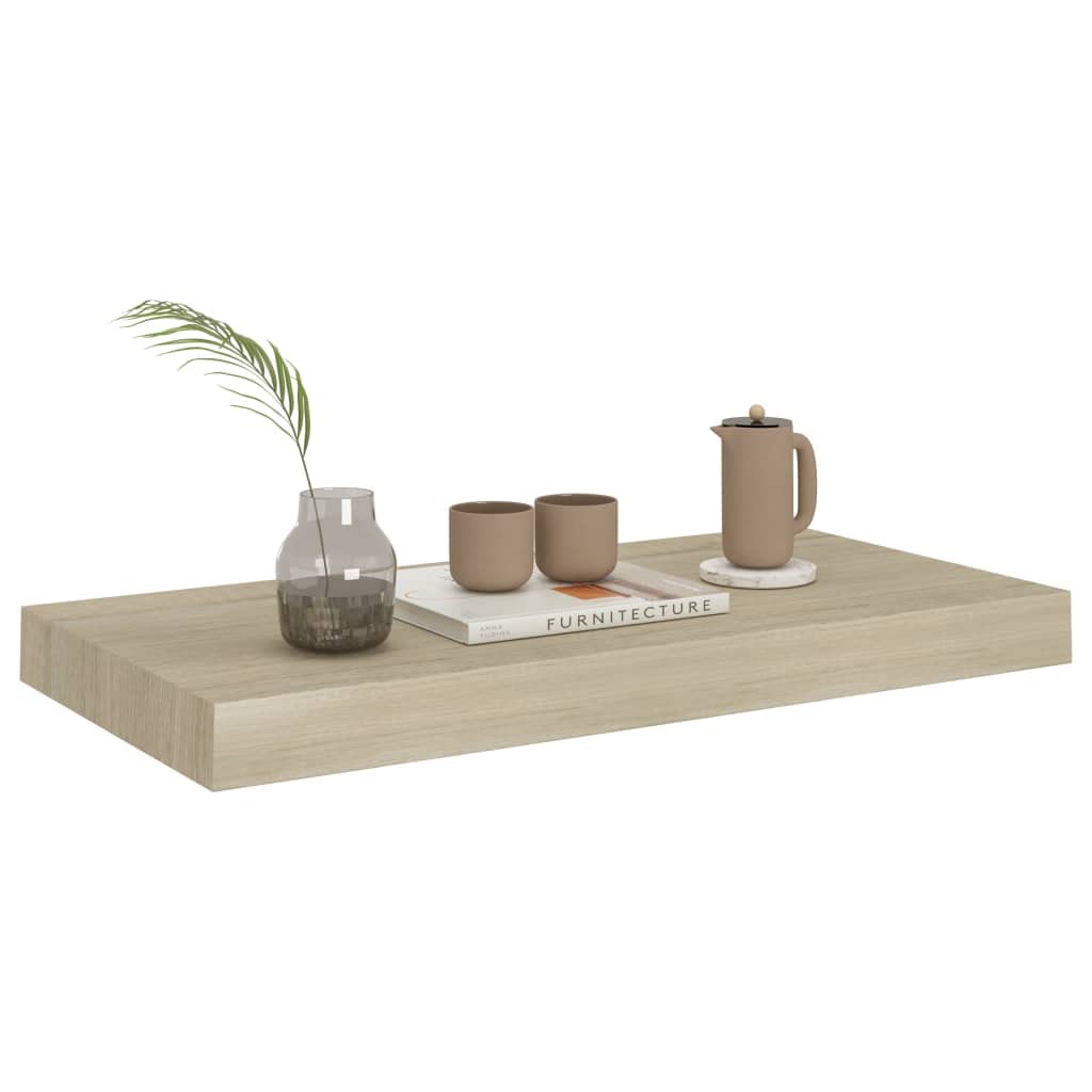 Floating Wall Shelves Set of 4 - Natural Oak MDF Shelves 19.7