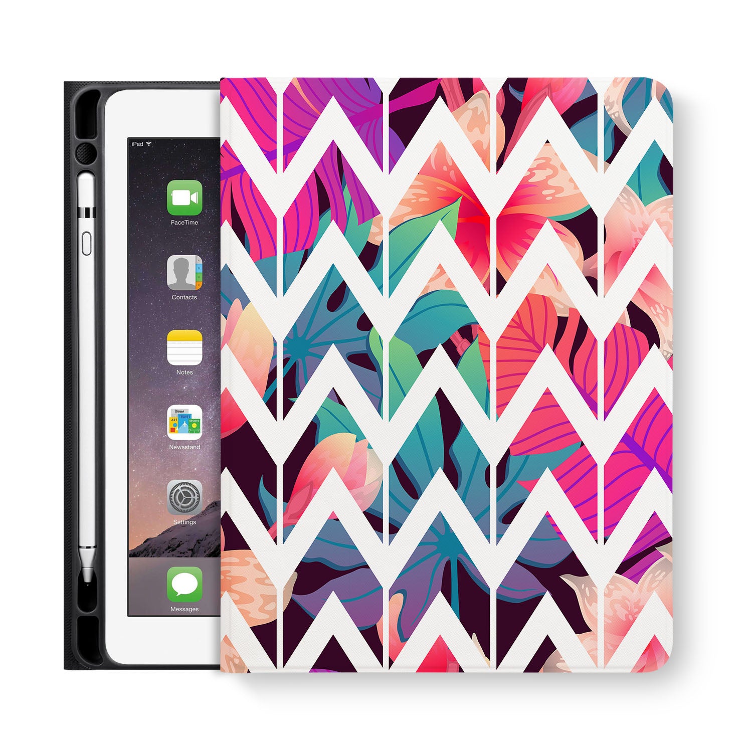 Geometric Flower iPad Folio Case - Slim Protective Cover for iPad 10.2/9.7 Inch | Perfect for Work, School & Travel