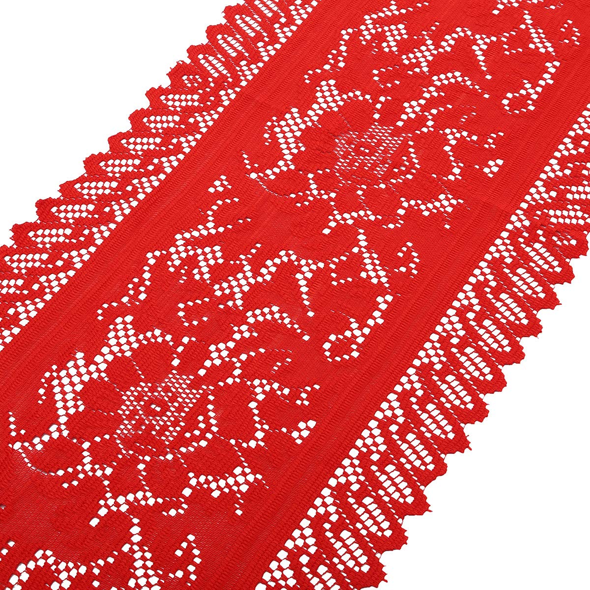 Elegant Red Lace Table Runner 13x35 Inch - Perfect for Wedding, Party & Coffee Table Decor - Durable & Stylish Home Dining Accessory