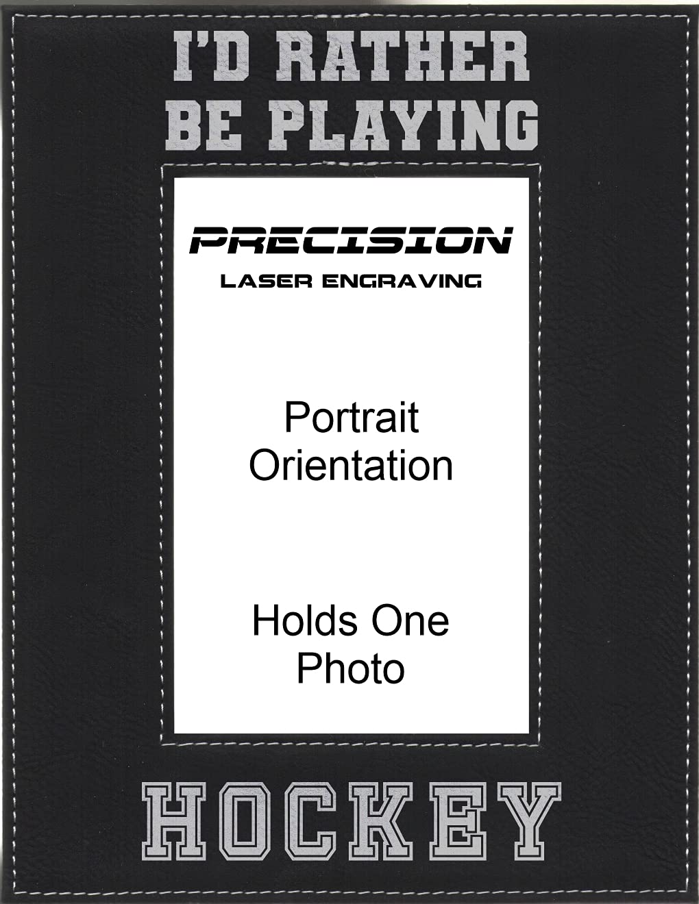 Personalized Hockey Picture Frame - Engraved 'Rather Be Playing Hockey' Leatherette Photo Display - Perfect for Hockey Lovers, Players & Coaches - Great for Locker Room, Office Desk or Sports Memorabilia Collection