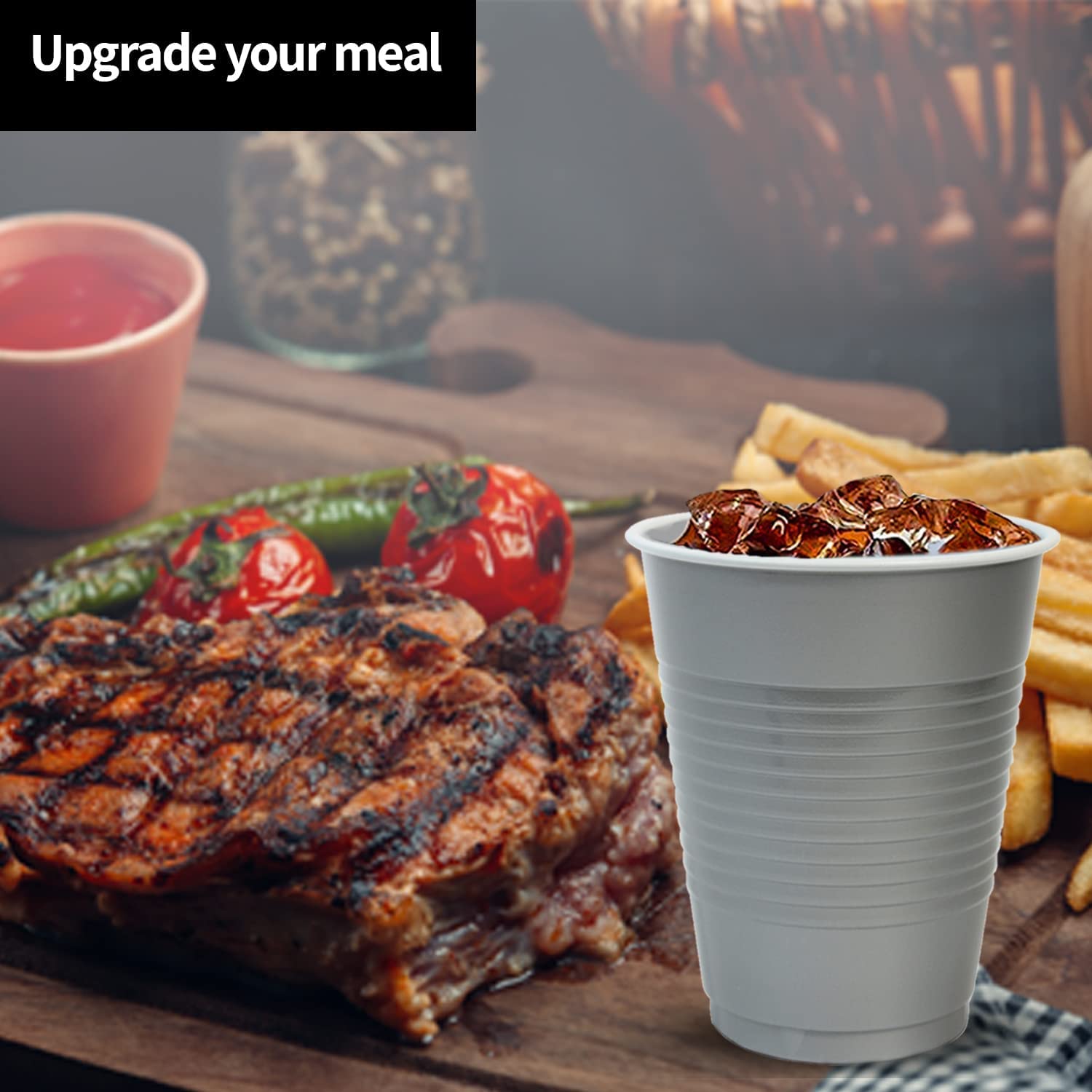 Hanna K Signature 600 Disposable Plastic Party Cups, 18oz Silver - Bulk Pack for Weddings, BBQs, Picnics & Outdoor Events