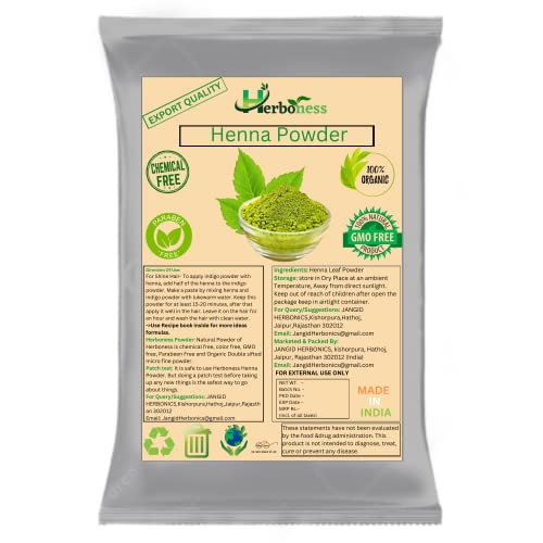 Herboness ORGANICS 100% Natural Henna Leaves Powder (100g) for Hair Dye, Tattoos & Body Art - Safe, Chemical-Free & Vegan-Friendly