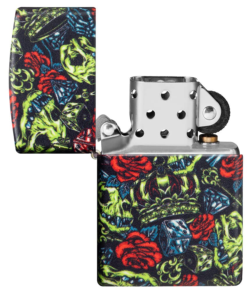 Zippo Brass Lighter - Glow in The Dark Matte Finish, Classic Windproof Design (Model 49696) - Perfect for Camping, Outdoor Adventures & Everyday Carry