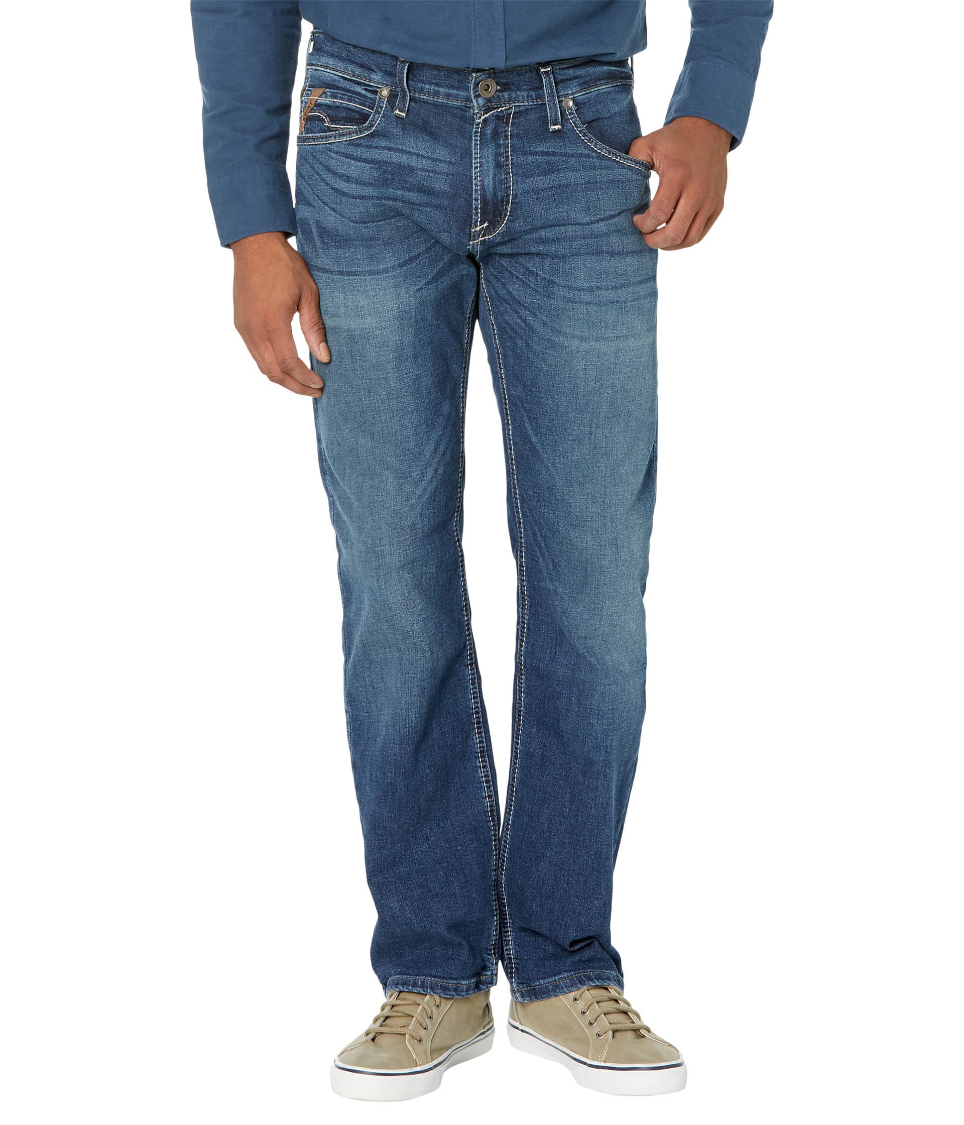 ARIAT Men's M7 Marcello Dark Wash Tekstretch Slim Straight Jeans - Comfortable Stretch Denim Pants for Casual Wear, Work & Outdoor Activities (34W x 38L, Dark Blue)