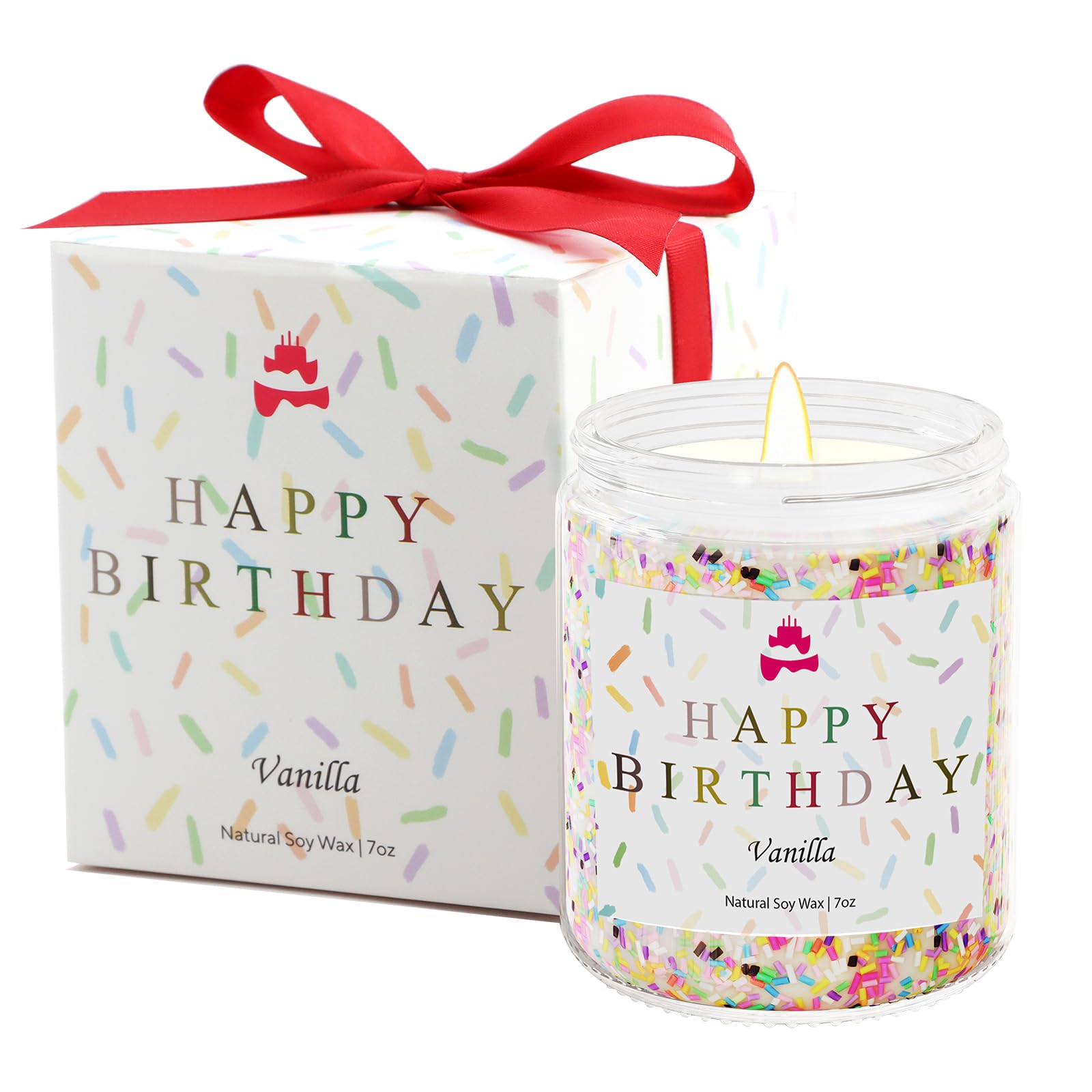 Lihome Happy Birthday Soy Wax Candle - Vanilla Scented Birthday Gift for Women, Men, Mom, Dad, Sister, Teacher & Friends - Natural Aromatherapy Candle for Home Decor, Relaxation & Celebration