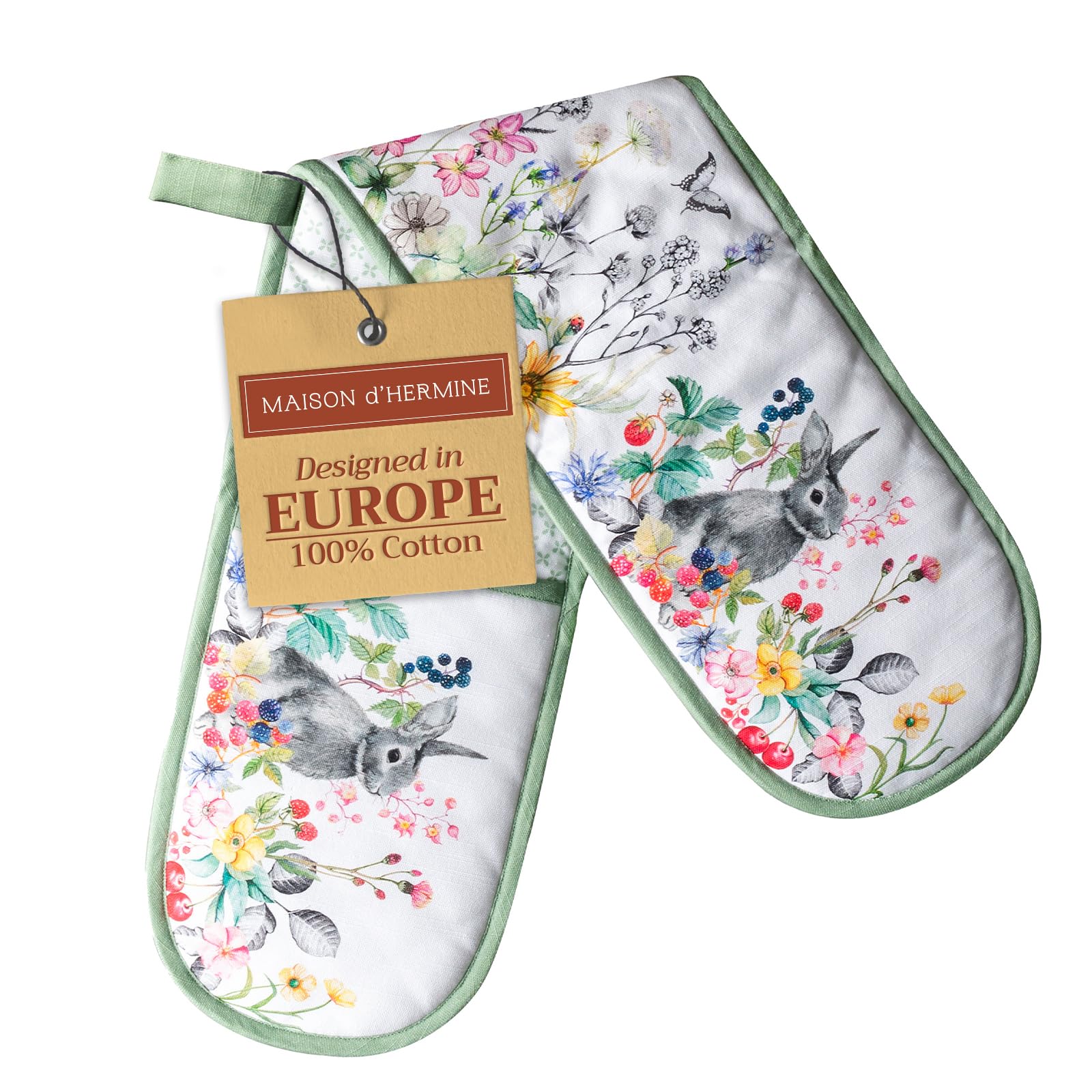 **Hermine Double Oven Mitts Set - 100% Cotton 7