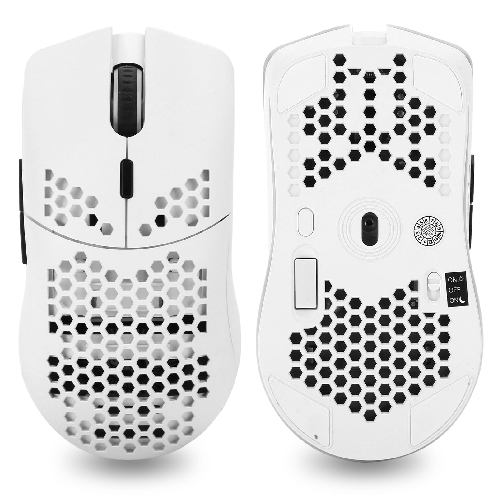 Zunate Wireless Gaming Mouse - 2.4GHz Hollow RGB Mouse with 3600DPI & 6 Programmable Buttons for PC, Laptop, Computer (White) - Perfect for FPS, MOBA Games & Office Work