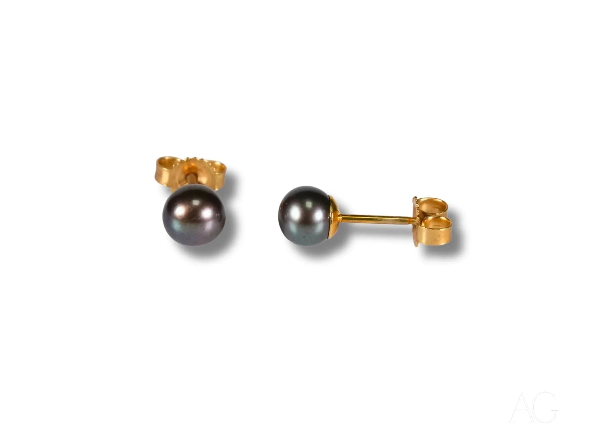 18K Gold Black Pearl Stud Earrings for Women - Midnight Elegance Jewelry Gift for Birthday, Anniversary & Special Occasions