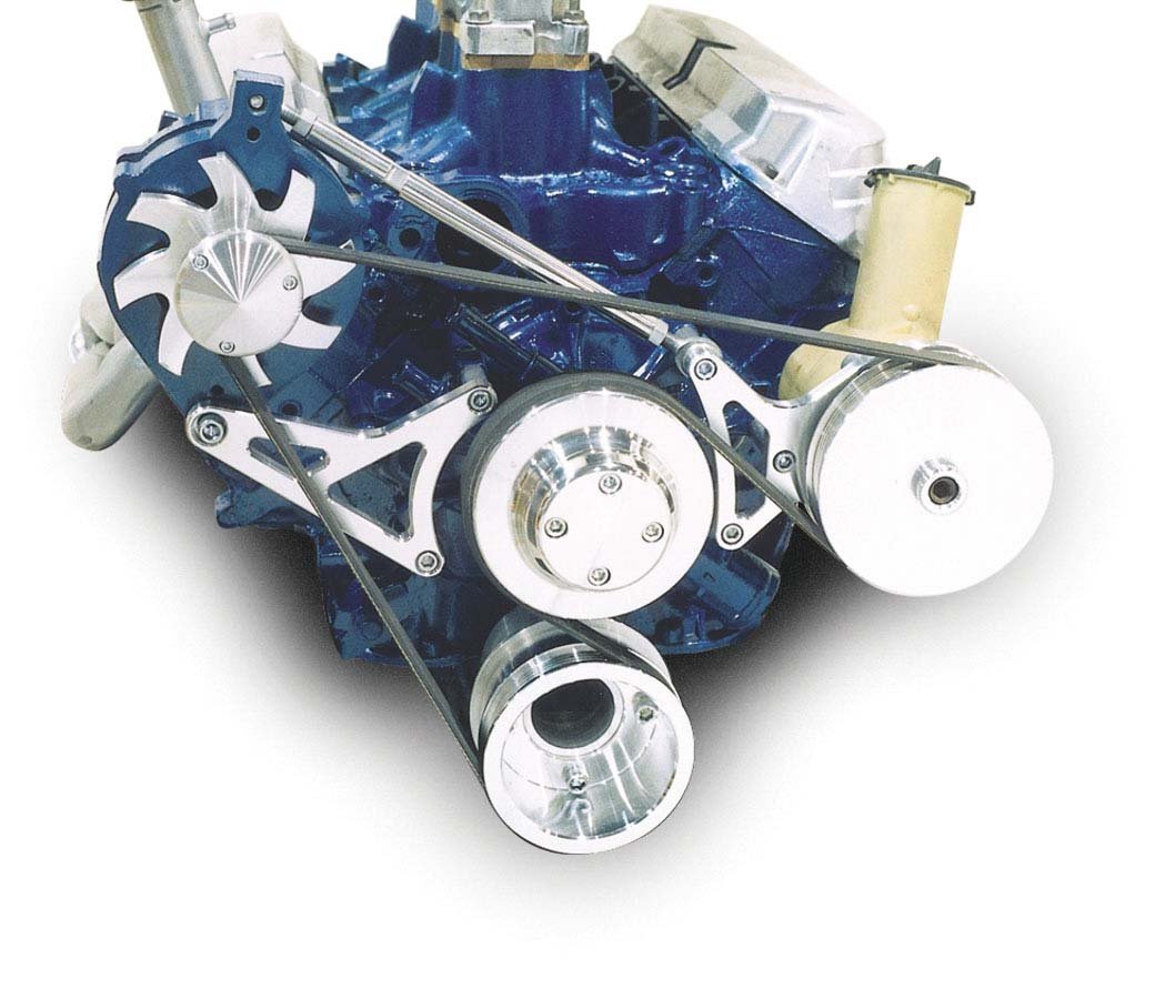 Deluxe Clear Powdercoat Aluminum Ford 302 Power Steering Bracket - High Performance Replacement Part for Classic Ford Mustang & Muscle Car Restoration Projects
