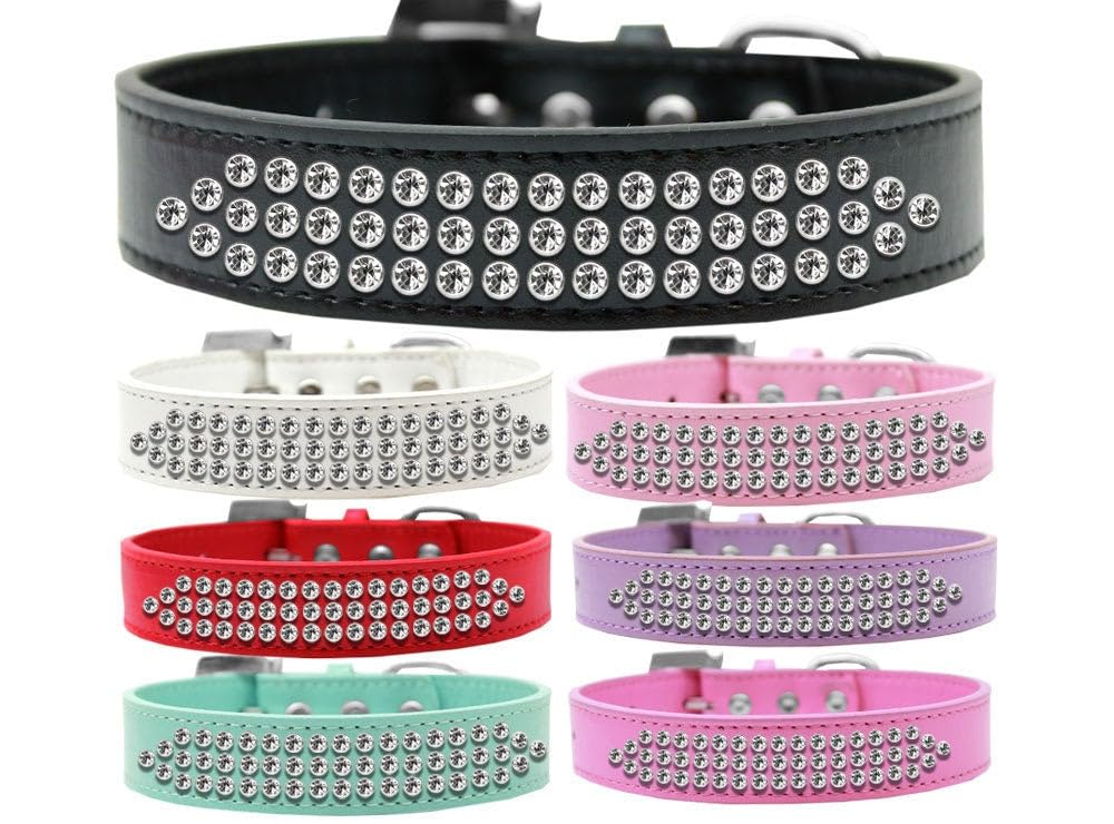 Sparkling 3-Row Clear Crystal Dog Collar - Adjustable 16