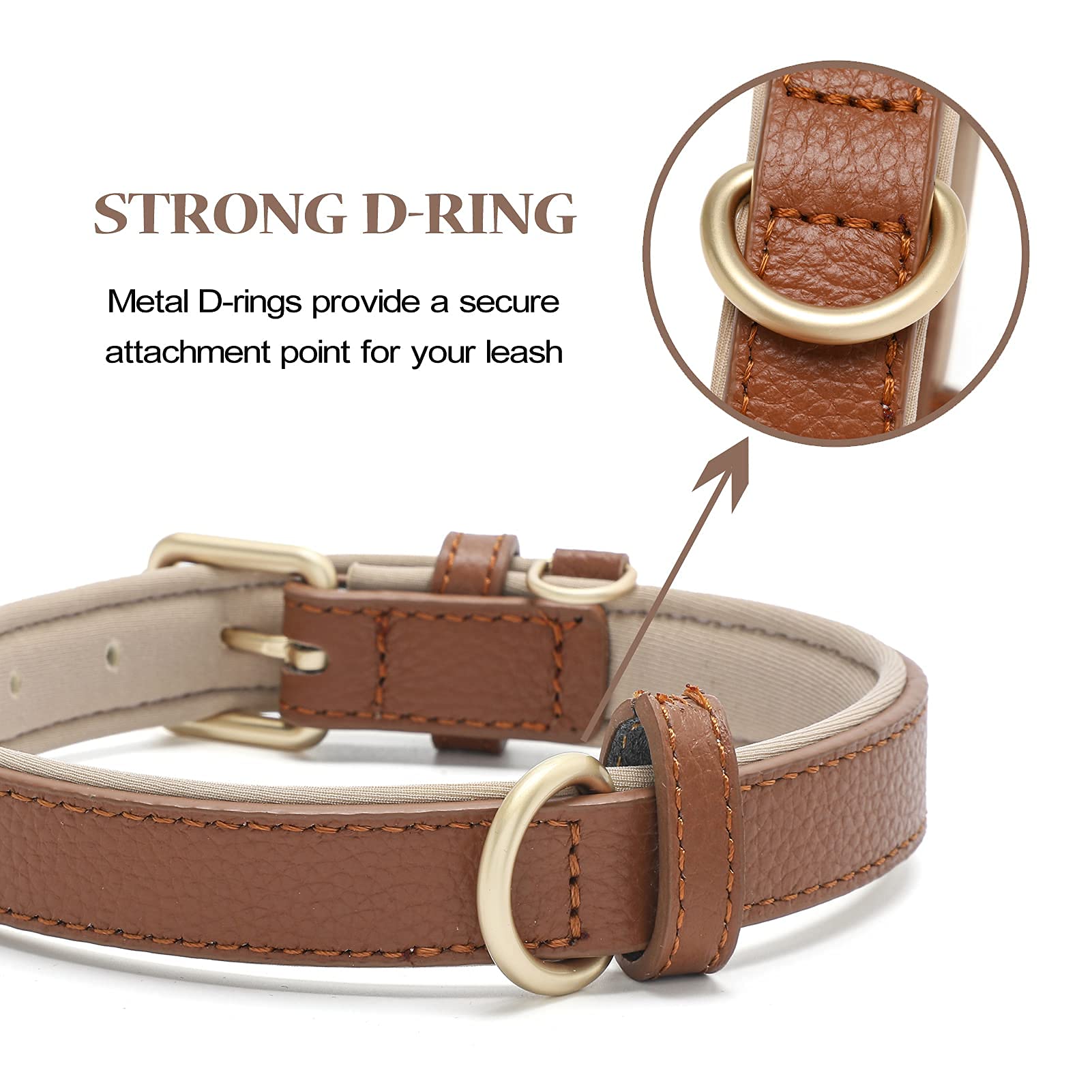 Premium Soft Padded Leather Dog Collar - Waterproof & Adjustable for Small, Medium, Large Dogs - Perfect for Daily Walks, Training & Outdoor Adventures