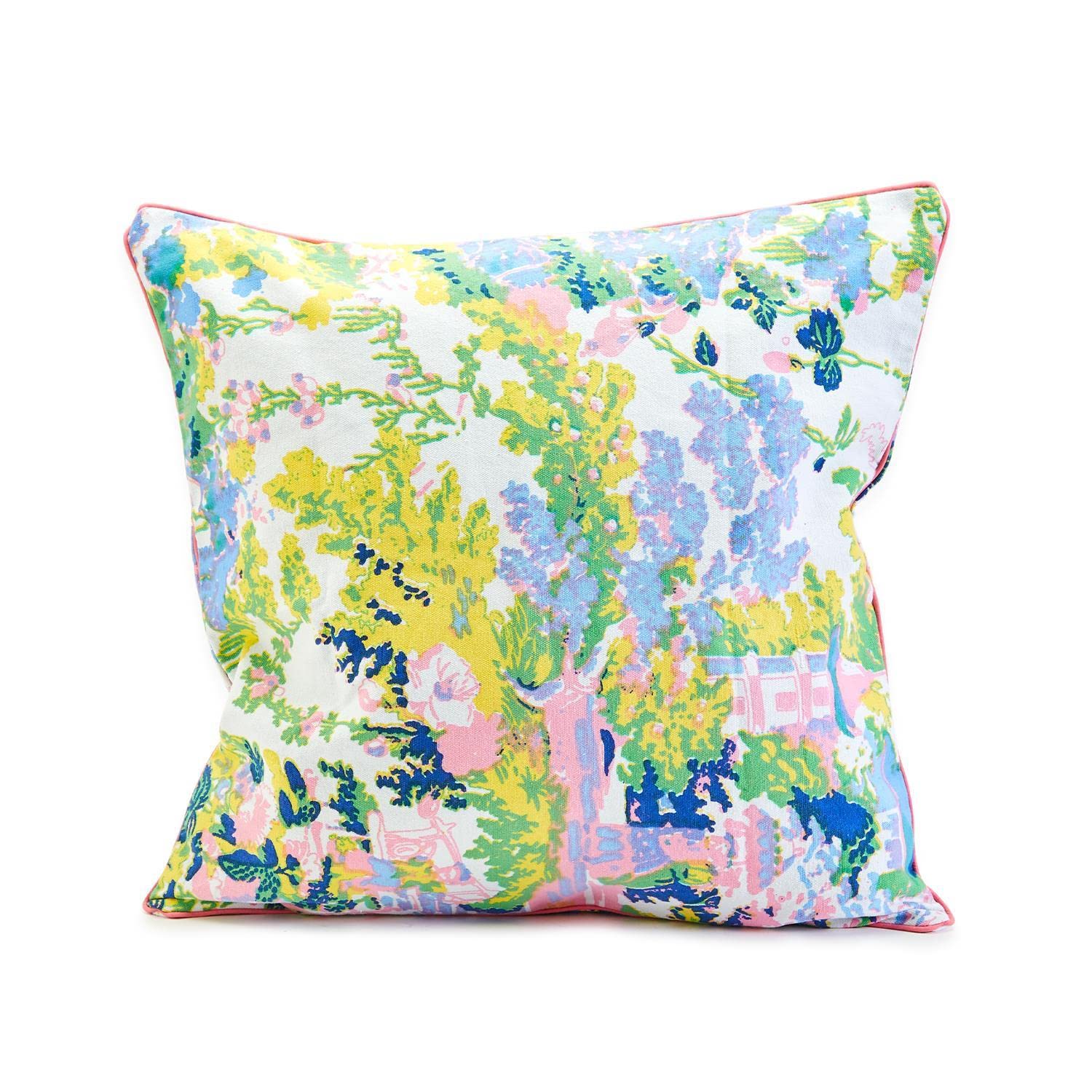 Festival Cotton Square Pillow with Zipper Closure & Polyfill Insert - Decorative Throw Pillow for Sofa, Bed, Outdoor Patio & Home Decor