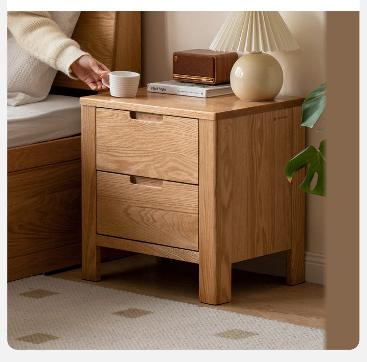Solid Oak Wood Nightstand with Drawer - Rustic Bedside Table for Bedroom, Living Room & Office - Durable & Stylish Furniture for Home Decor
