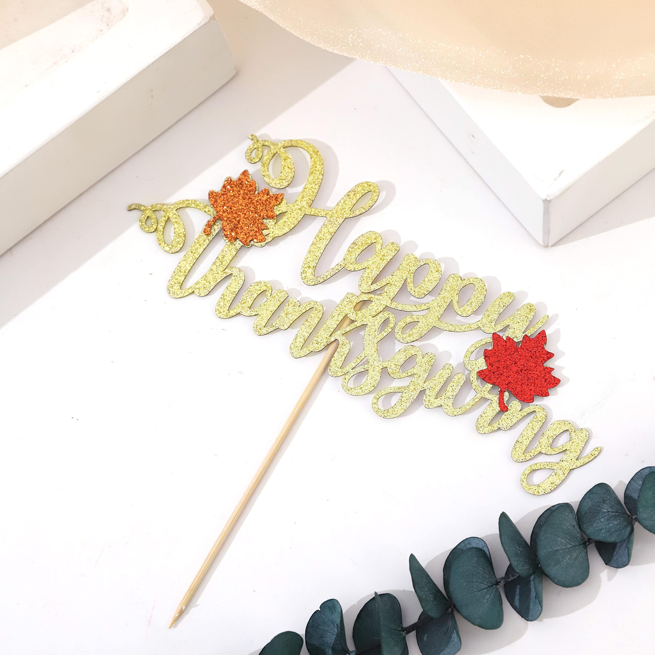 Happy Thanksgiving Cake Topper - Thankful Cake Decorations for Thanksgiving Party, Holiday Cake Topper Supplies - Perfect for Thanksgiving Desserts, Family Gatherings & Festive Celebrations