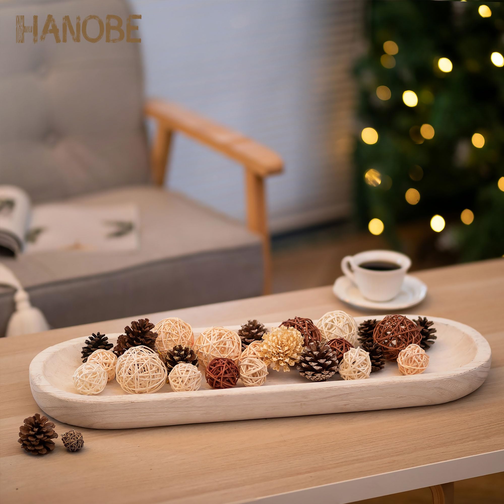 Hanobe Large Wooden Decorative Bowl - 25.5