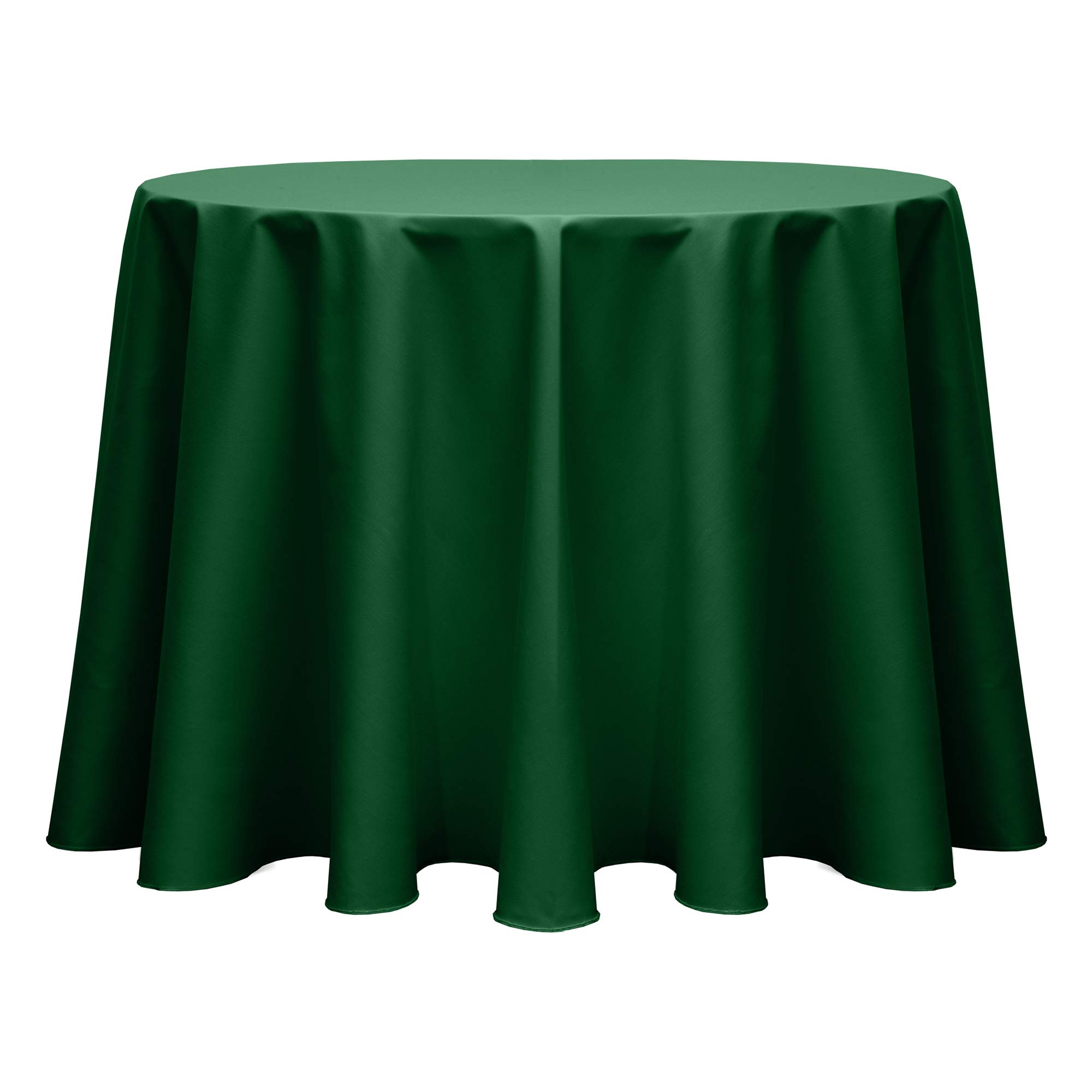 Premium 114-Inch Round Tablecloth - Heavy Duty Poly-Cotton Twill Fabric in Hunter Green - Perfect for Weddings, Banquets, and Formal Dining Events