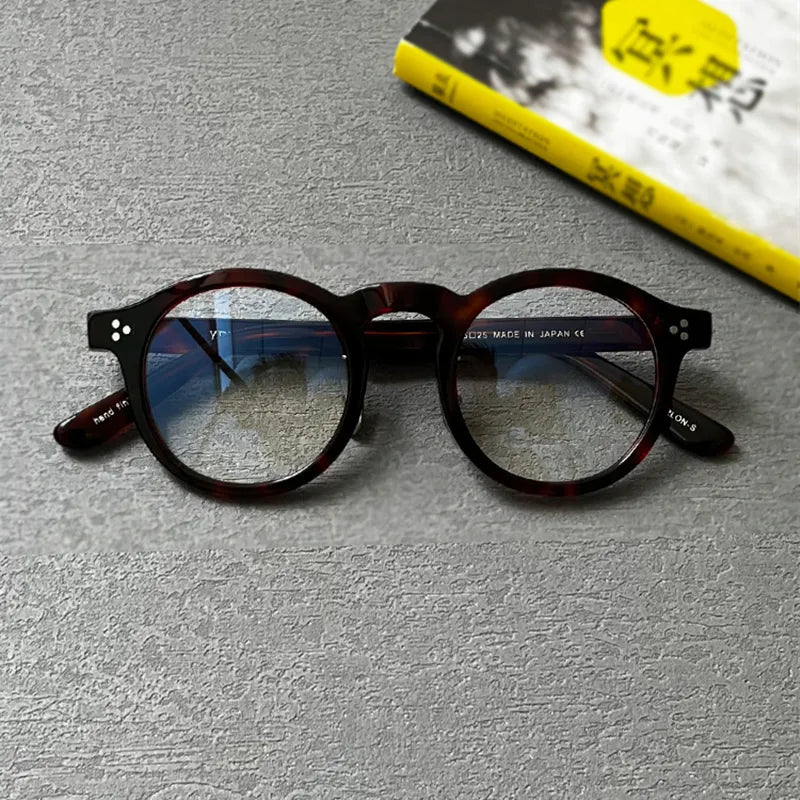 Stylish Unisex Black Acetate Round Full-Rim Eyeglasses Frame 5125 - Perfect for Reading, Work, and Everyday Fashion