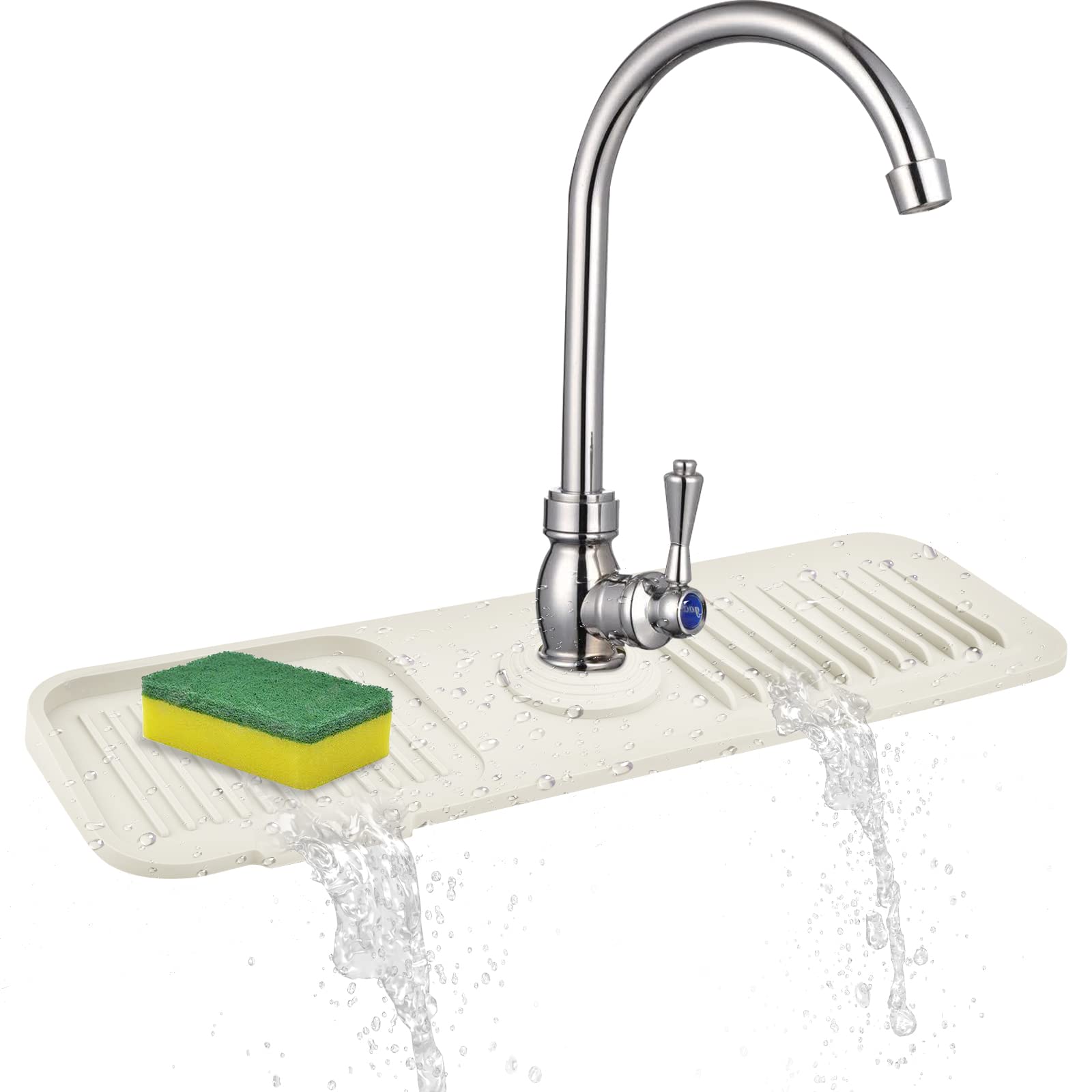 Premium Silicone Kitchen Sink Splash Guard & Faucet Drip Catcher Tray - 17.7