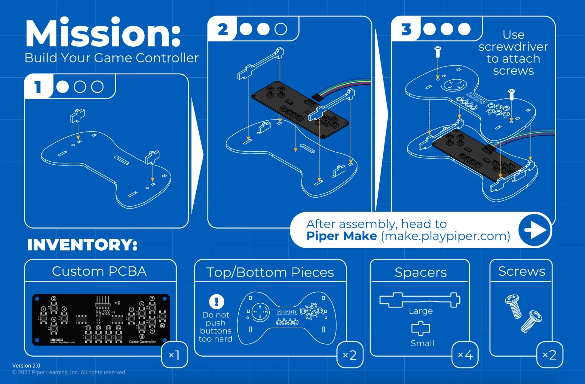 Piper Make DIY Game Controller Kit for Kids - Learn Coding & Electronics - Perfect for STEM Education, Raspberry Pi Projects & Home Learning