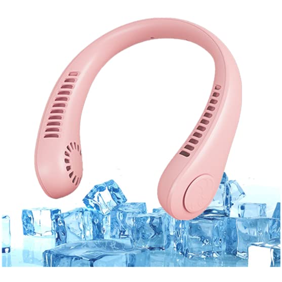 Portable Neck Fan - Hands-Free Bladeless USB Rechargeable Personal Cooling Fan, Lightweight Wearable 360° Airflow with 3 Speed Settings - Low Noise for Outdoor, Indoor, Sports, Office & Travel (Pink)