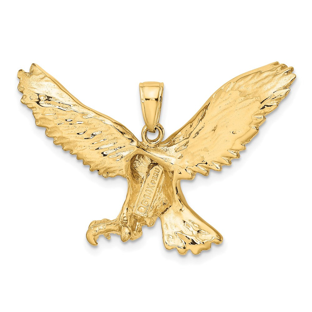 Gold Large Hunting Eagle Pendant Necklace - Model K3282 | Men's Outdoor Jewelry for Hunting & Adventure Enthusiasts