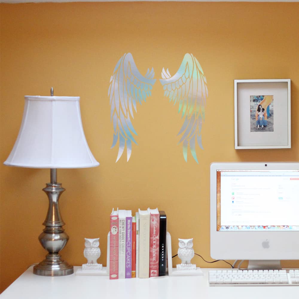 Saint Wings Lovely 1 (Hologram) - Set of 2 Premium Waterproof Vinyl Decal Stickers for Laptop, Phone, Helmet, Car Window, Bumper, Mug, Cup, Door & Wall - Perfect for DIY Decoration, Personalizing Devices, and Adding Style to Your Space