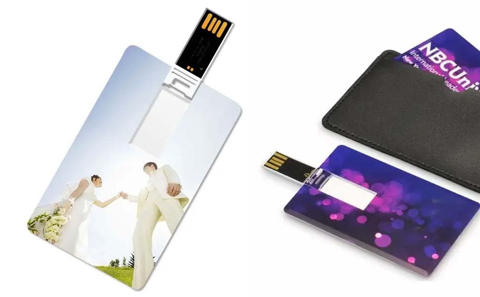 Custom Credit Card Shape USB Flash Drive 16GB 25 Pack - Personalized Logo Print Thumb Drive for Business Branding, Promotions & Events | FEWINA Branded USB Stick for Trade Shows, Conferences & Corporate Gifts