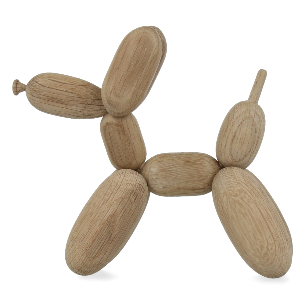 Small Oak Balloon Dog Sculpture - Handmade Wooden Art for Home Decor, Office Desk, and Party Centerpiece