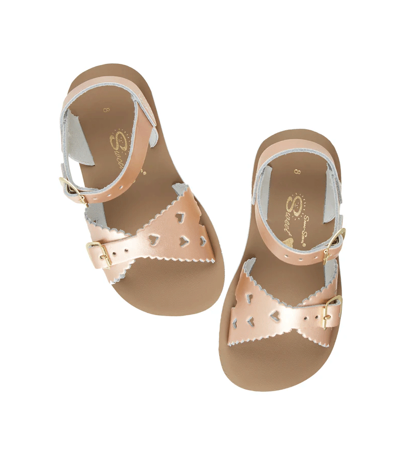 Sun San Saltwater Kids' Rose Gold Sweetheart Sandals - Comfortable & Stylish Beach Shoes for Girls, Perfect for Summer Vacations, Pool Parties & Outdoor Play