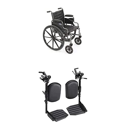 Invacare Tracer EX2 Folding Wheelchair for Adults - 18 Inch Seat with Adjustable Legrests & Desk Arms - Lightweight Mobility Aid for Home, Travel & Daily Use