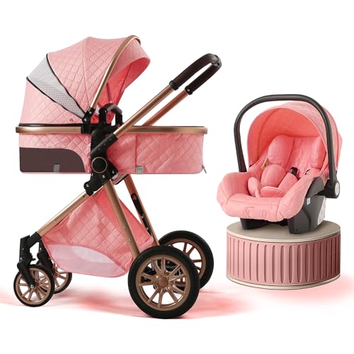 **Best Baby Stroller for Newborns - 2-Way Adjustable High Visibility Seat, One-Hand Fold, Large Storage Basket & 5-Point Safety Harness (Pink) - Perfect for Shopping, Travel & Daily Walks**