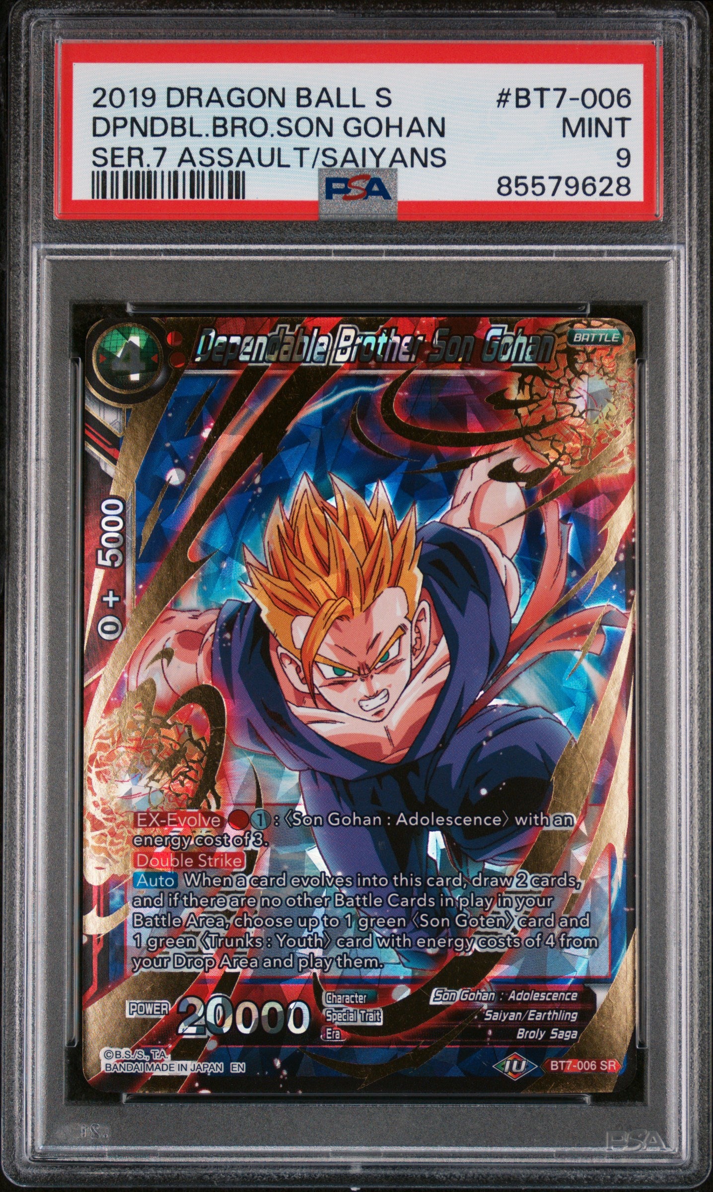 2019 Dragon Ball Super Assault Saiyans DPNDBL.BRO.Son Gohan #BT7 006 PSA 9 Graded Trading Card - Perfect for Collectors, Gaming Tournaments & Anime Fans Display