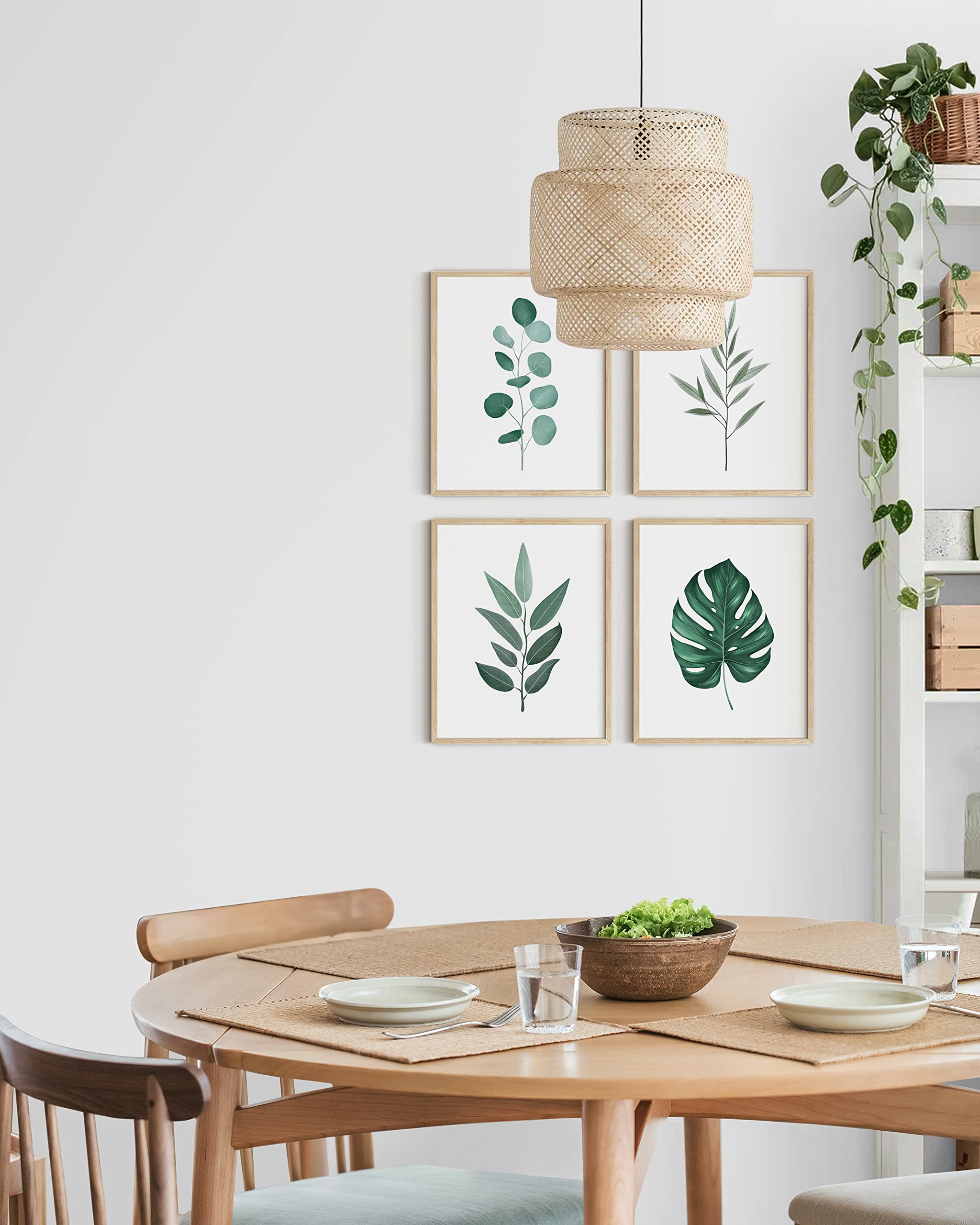 Haus and Hues Botanical Wall Art Prints - 11x14 Inch Green Leaf Paintings, Plant Pictures Collection, Unframed Nature Decor for Living Room, Bedroom & Office