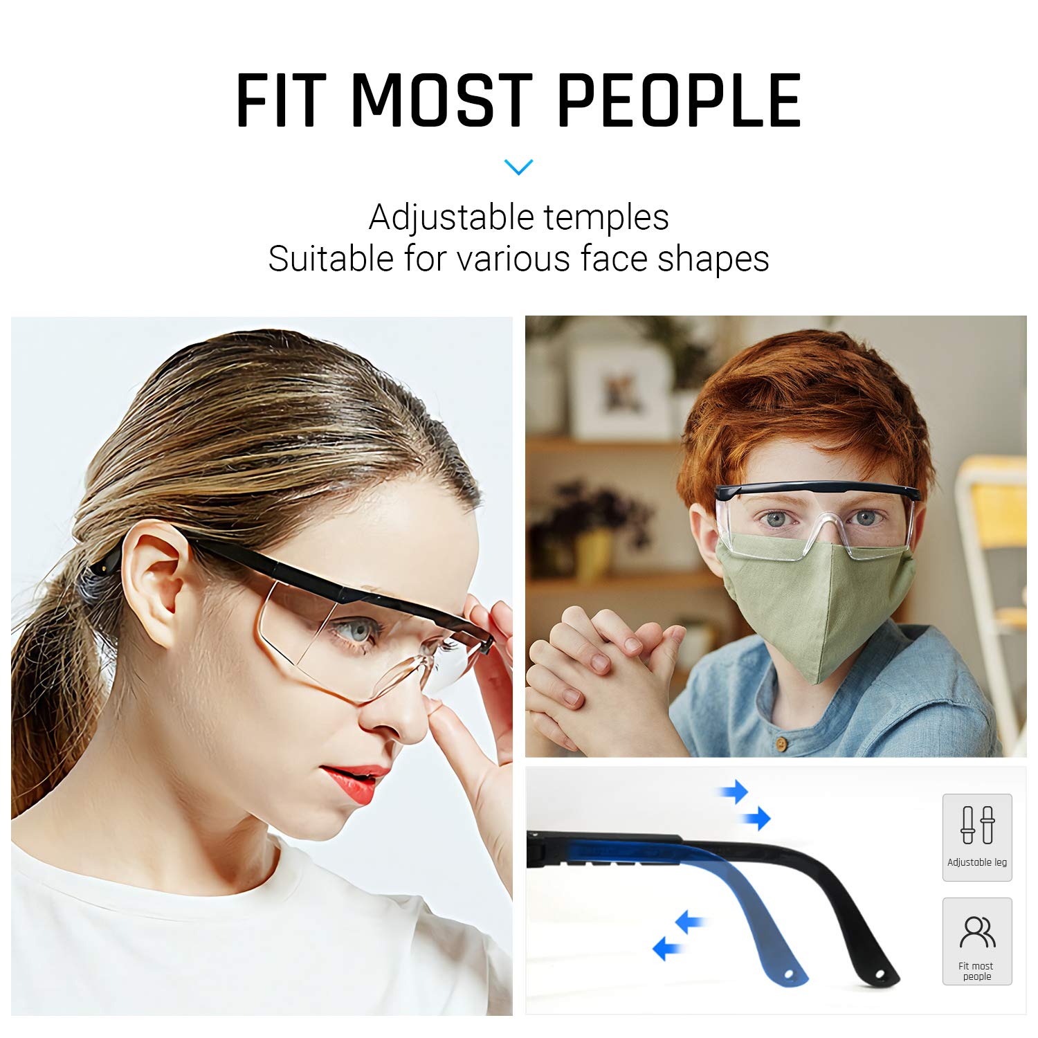 2-Pack Anti-Fog Safety Glasses - Adjustable Protective Eyewear with Clear Lens for Construction, Woodworking & DIY Projects