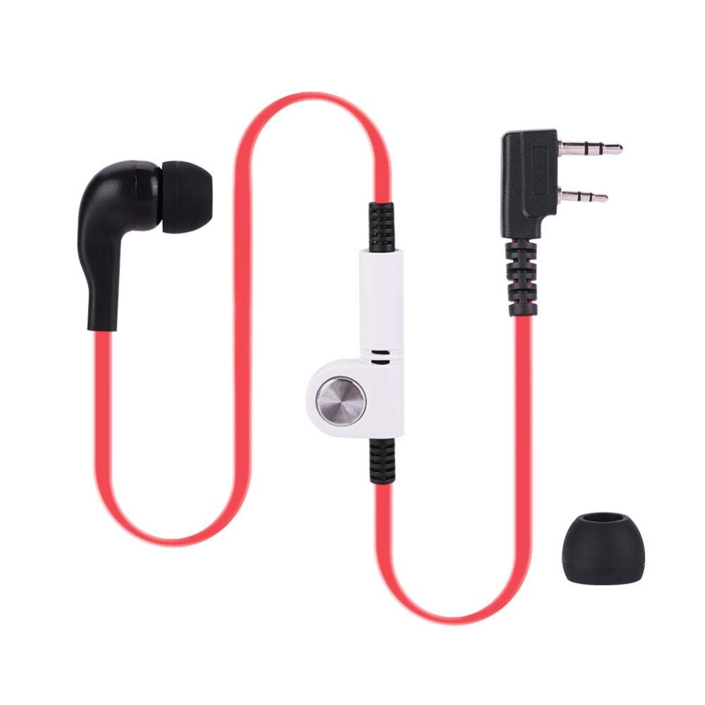 Walkie Talkie Headset with Microphone - 46.46 Inch (118cm) 2-Pin K-Head Compatible Earphone for Police, Security Guards (Red) | Ideal for Law Enforcement, Event Security & Construction Site Communication