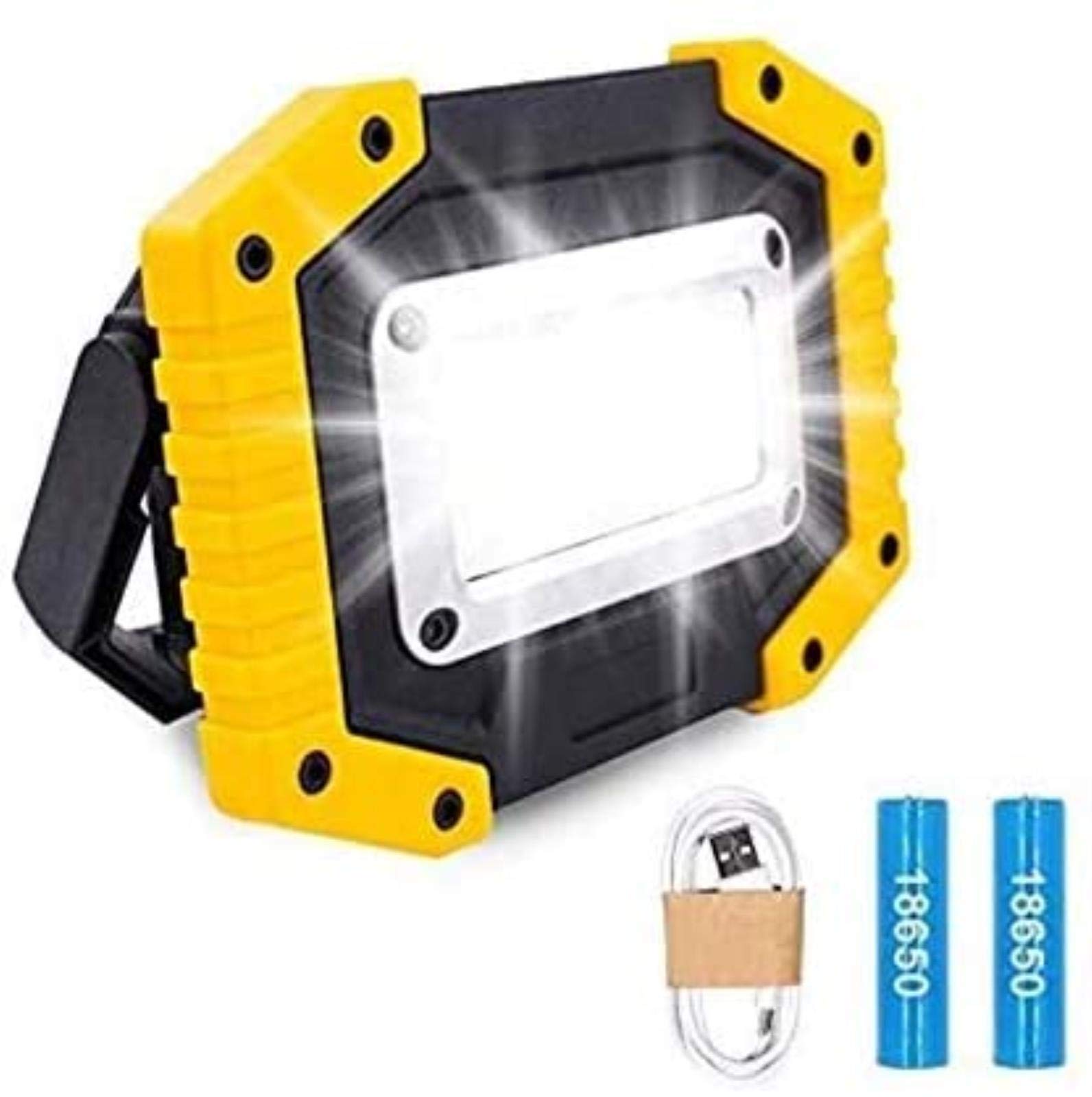 GELISURE Rechargeable LED Work Light, 30W Battery-Powered COB Spotlight with 3 Modes, Waterproof USB Camping Light for Outdoor, Patio, Garage, Emergency & Security Use