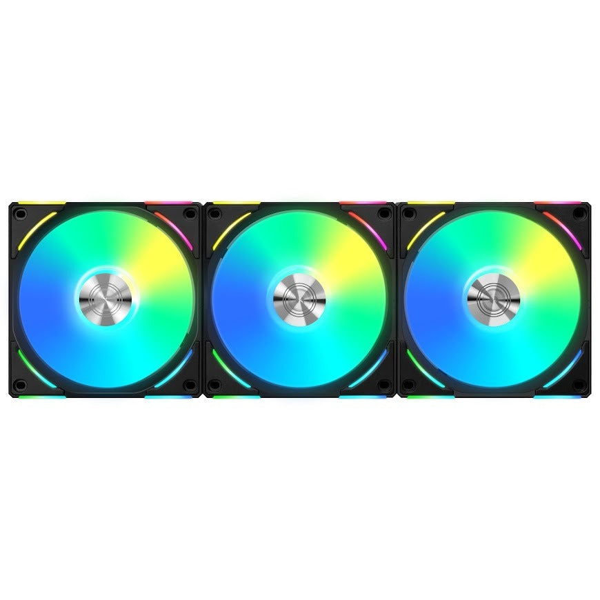 Lian Li UNI FAN AL120 V2 Triple Pack 120mm RGB PWM PC Case Fans with Controller - Black/White (UF-AL120V2-3B/UF-AL120V2-3W) - High Airflow Cooling for Gaming PC Builds & Custom Water Cooling Systems
