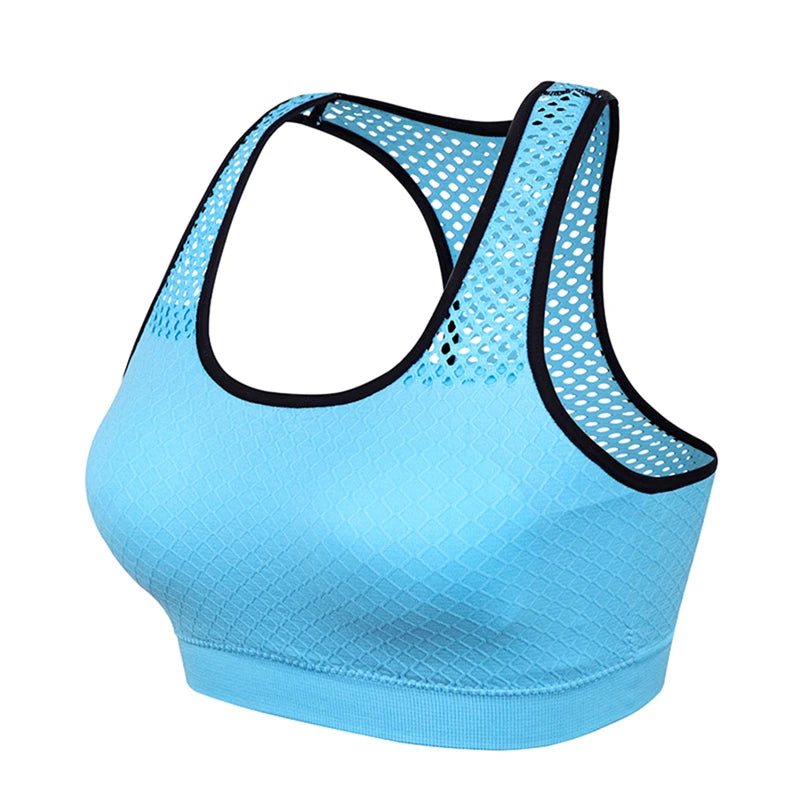 Breathable Mesh Sports Bra for Women - Seamless Hollow Out Yoga Top - Perfect for Gym, Running & Fitness Workouts