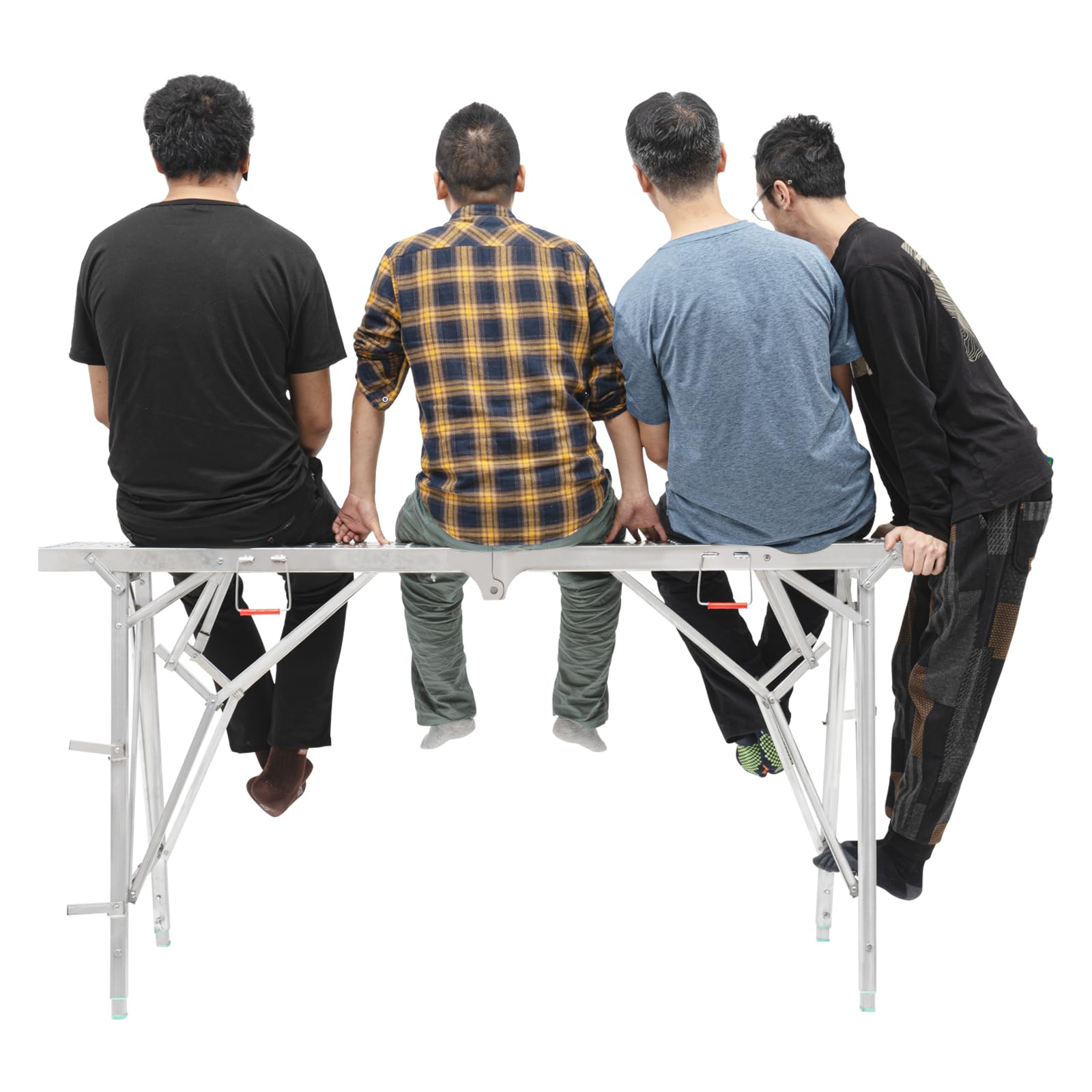 Heavy Duty Adjustable Folding Scaffolding Platform - 330.69 lbs Load Capacity, Portable Work Bench for Ceiling Cleaning, Painting & Car Washing - Silver (70.87