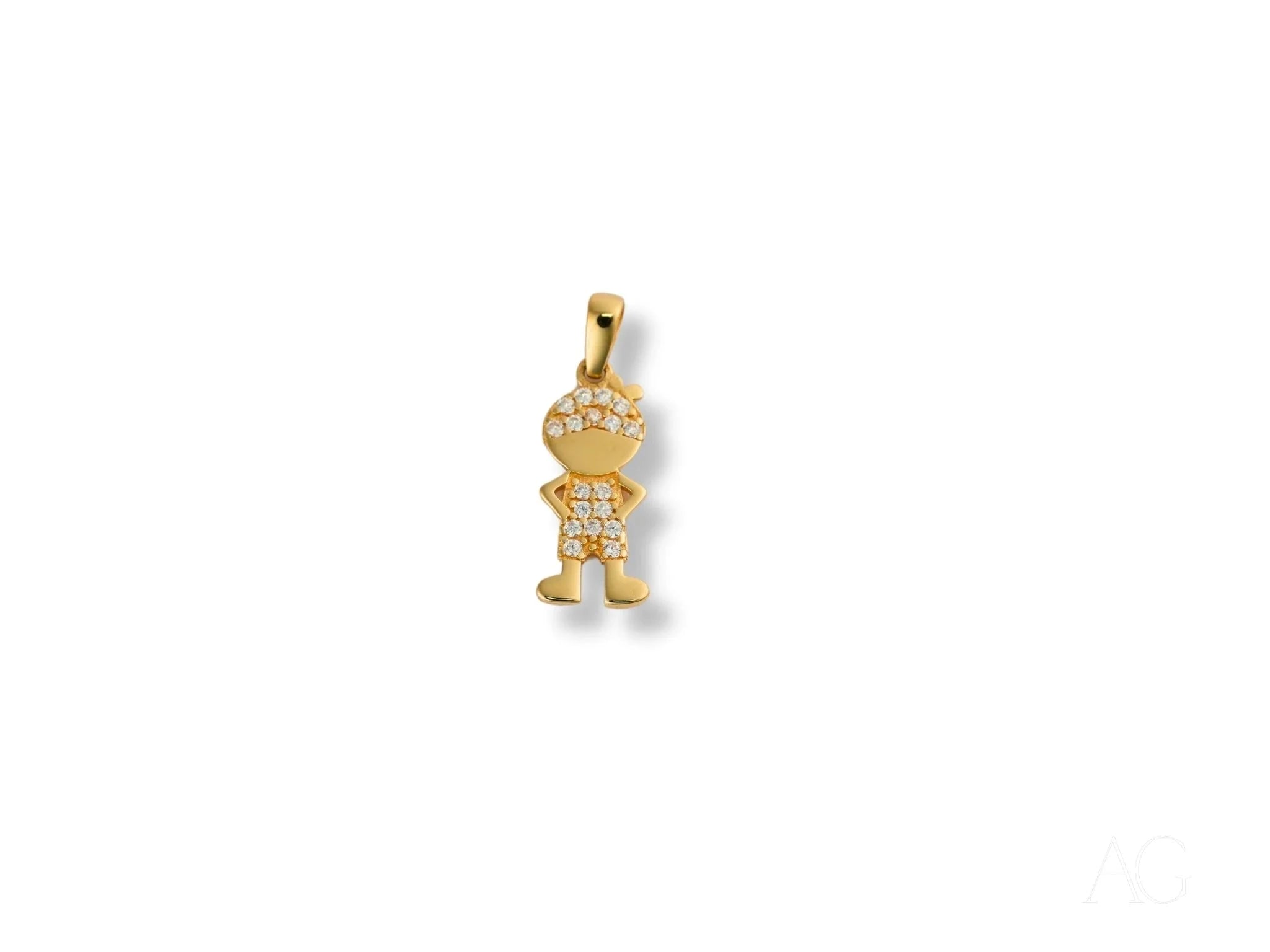 18K Gold CZ Boy Pendant Necklace for Men - Elegant & Durable Jewelry Gift for Birthday, Anniversary & Special Occasions