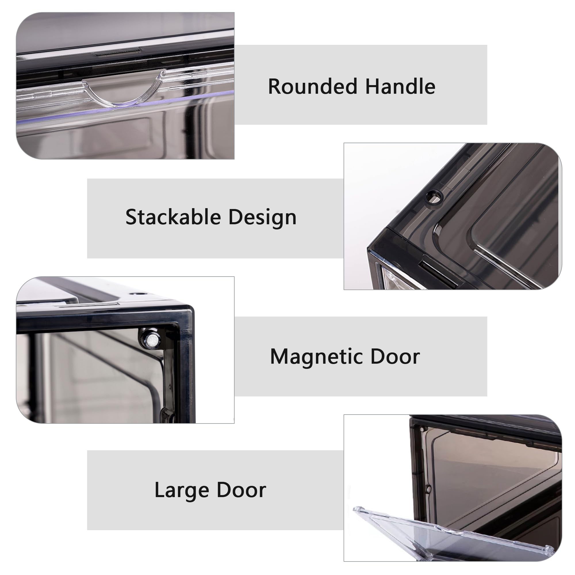 Attelite 8 Pack Clear Plastic Stackable Shoe Storage Boxes with Magnetic Door - Large Sneaker Display Organizer Containers for Closet, Easy Assembly - Perfect for Sneaker Collection & Home Organization