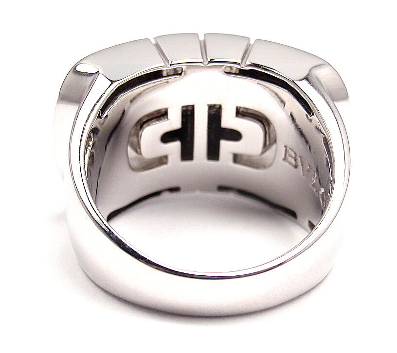 Authentic Bvlgari Bulgari 18K White Gold Parentesi Ring Band - Size 5, Classic Luxury Jewelry for Women - Perfect for Weddings, Anniversaries & Special Occasions