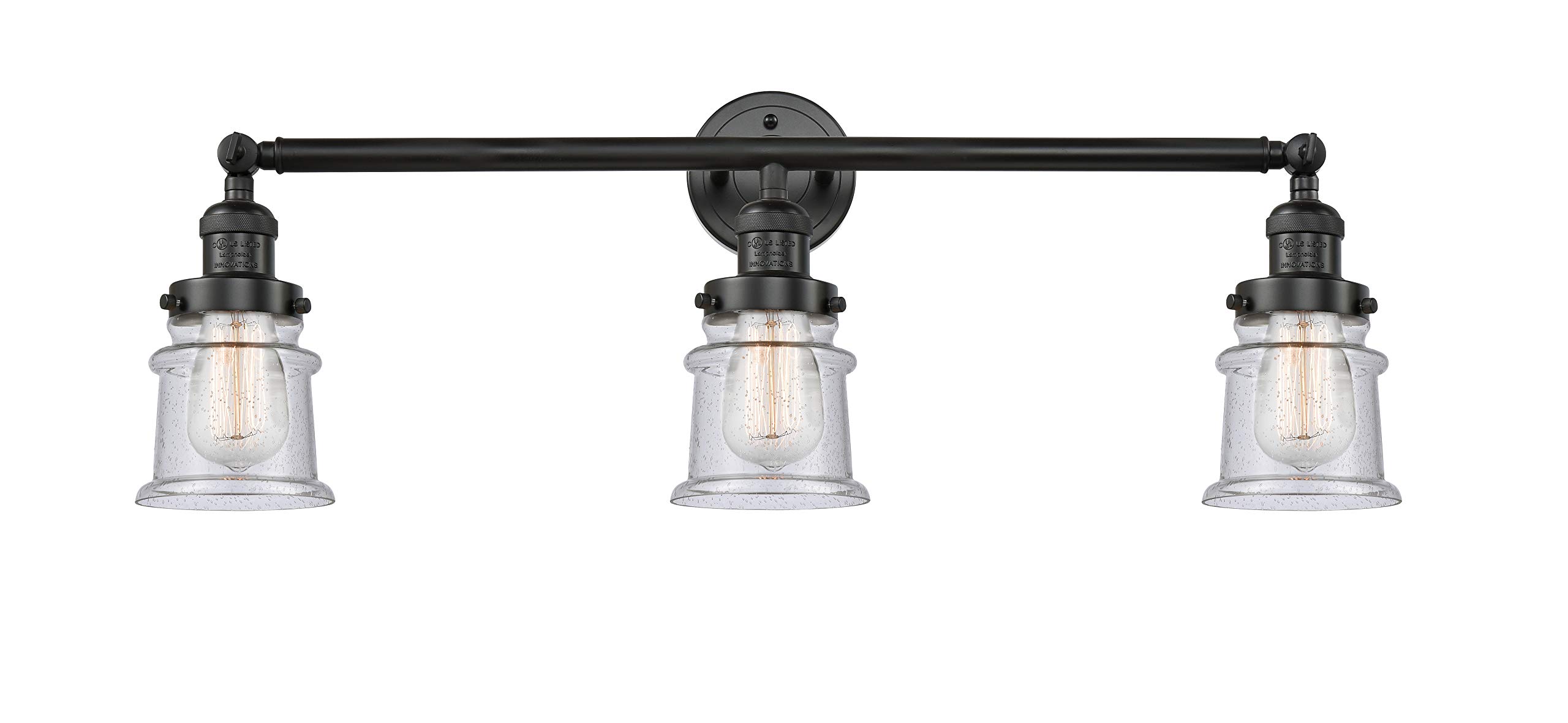 Franklin Restoration Collection 3-Light Bath Vanity Fixture in Matte Black - LED Small Canton Bathroom Lighting for Modern Homes & Renovations