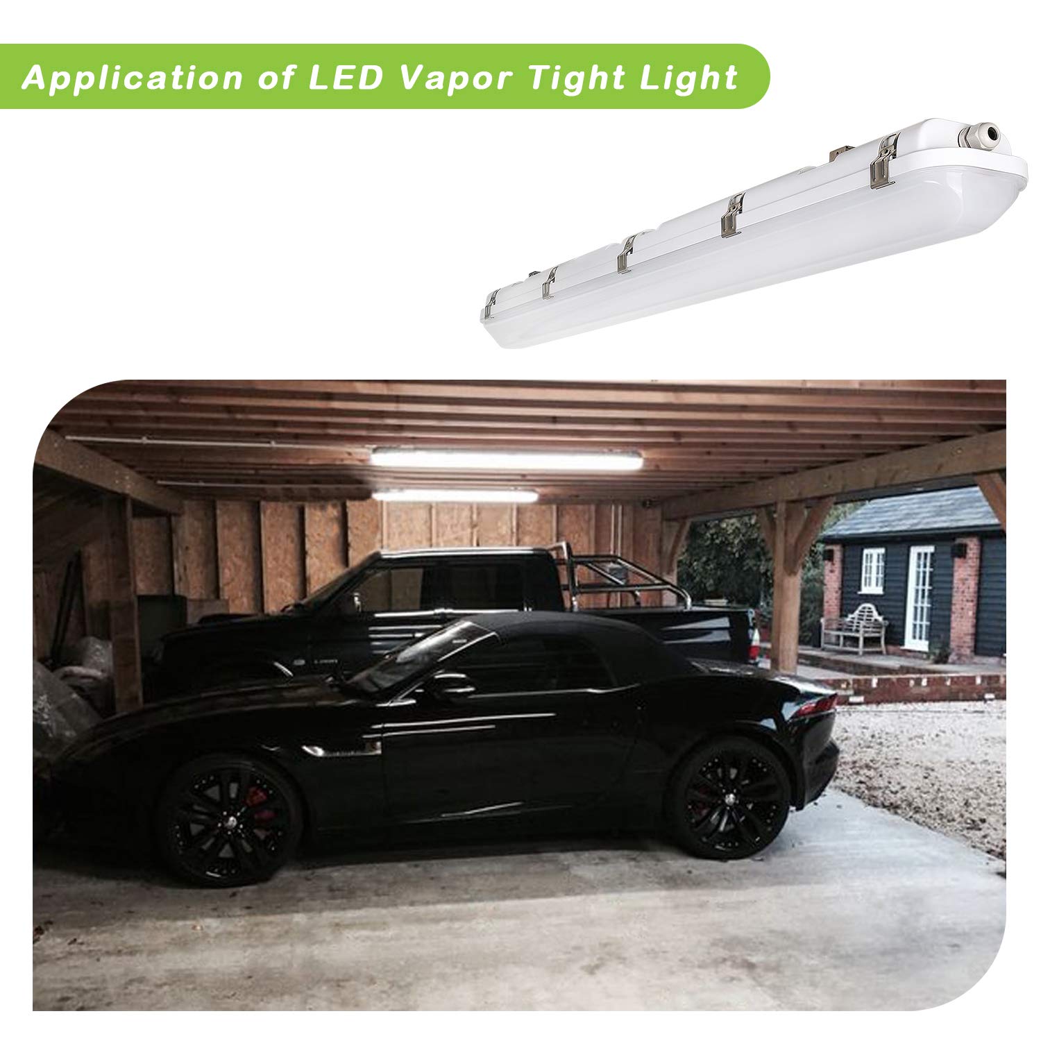 Hykolity 4 Pack 4FT LED Vapor Tight Light Fixture - 40W/50W/60W Selectable, 4000K/5000K/6000K CCT, 130lm/W, Waterproof Shop Light for Parking Garage, Carport, Warehouse & Car Wash - Durable Lighting for Industrial & Commercial Spaces