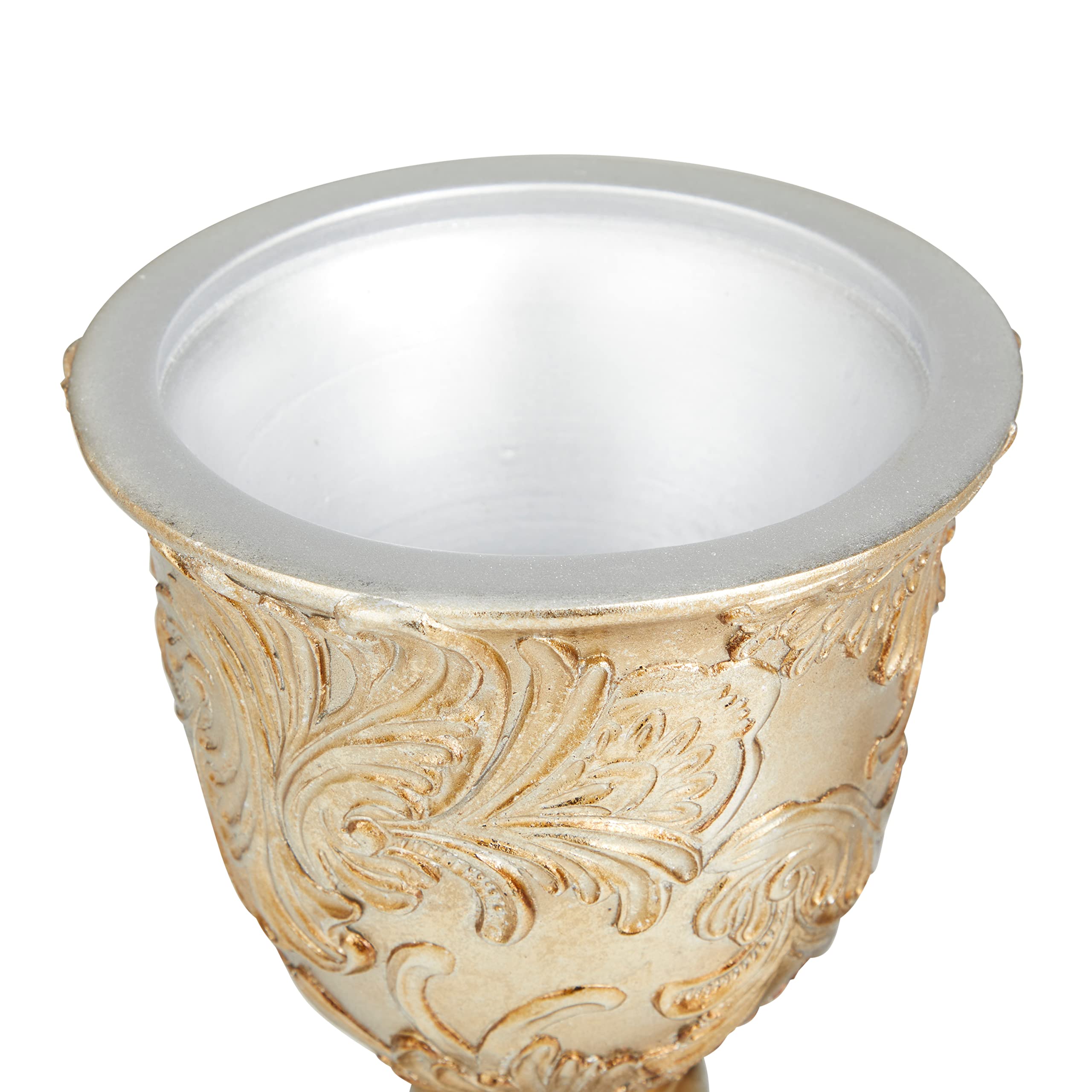 Deco 79 Polystone Solid Decorative Jars - Set of 2 Gold Vases for Home Decor, 7