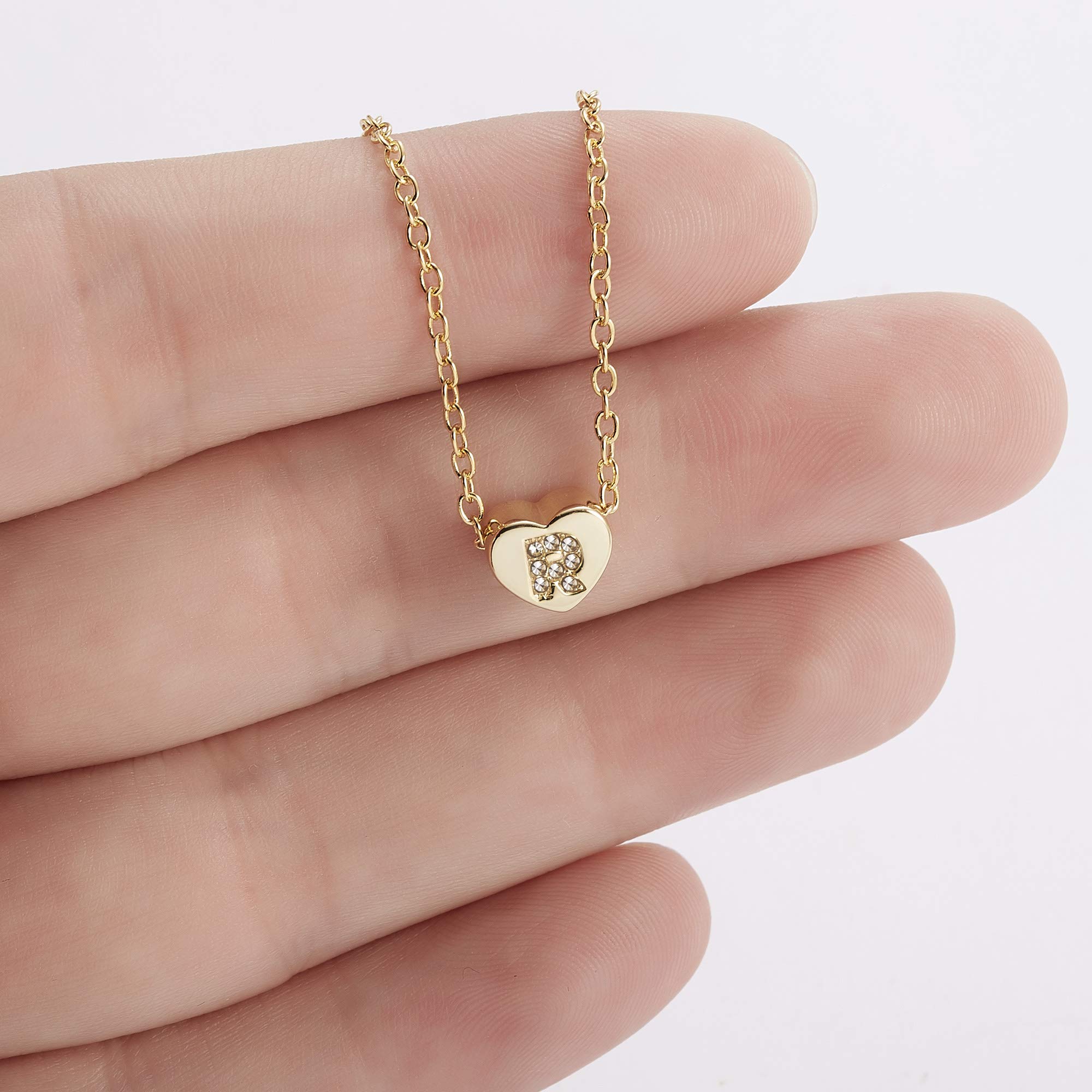 Tiny Heart Initial Necklace 14K Gold Plated Letter Pendant A-Z, Layered Gold Chain Choker Necklace for Women & Girls - Perfect for Valentine's Day, Anniversary Gifts & Everyday Jewelry