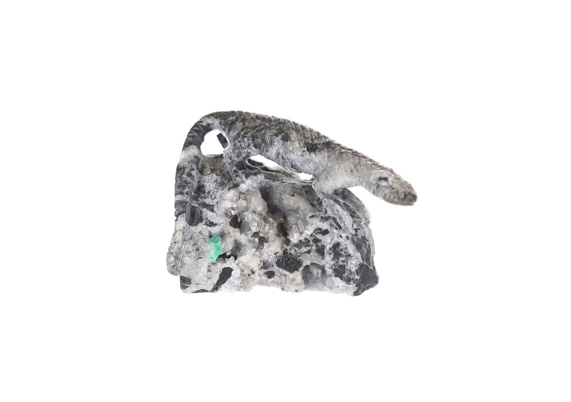Authentic Colombian Emerald Komodo Dragon Rough Crystal Sculpture - Handcrafted Natural Gemstone Art for Home Decor, Office Display & Meditation Space